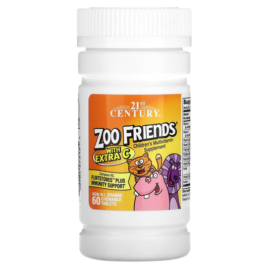 21st Century-Zoo Friends with Extra C-Orange-60 Chewable Tablets