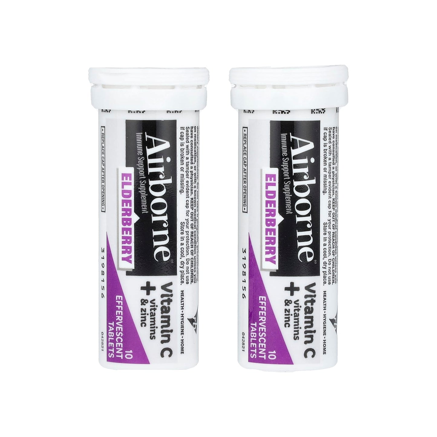 AirBorne, Immune Support Supplement, Elderberry, 2 Tubes, 10 Effervescent Tablets Each