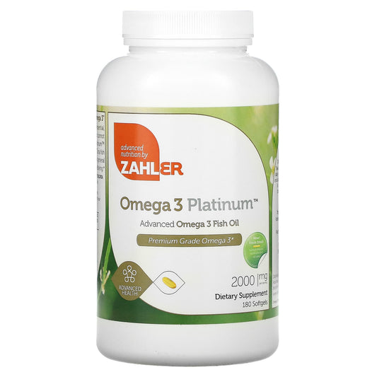 Zahler-Omega 3 Platinum-Advanced Omega 3 Fish Oil-2,000 mg-180 Softgels (1,000 mg per Softgel)