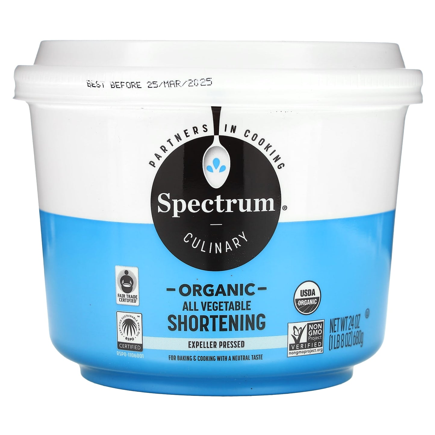 Spectrum Culinary-Organic All-Vegetable Shortening-24 oz (680 g)