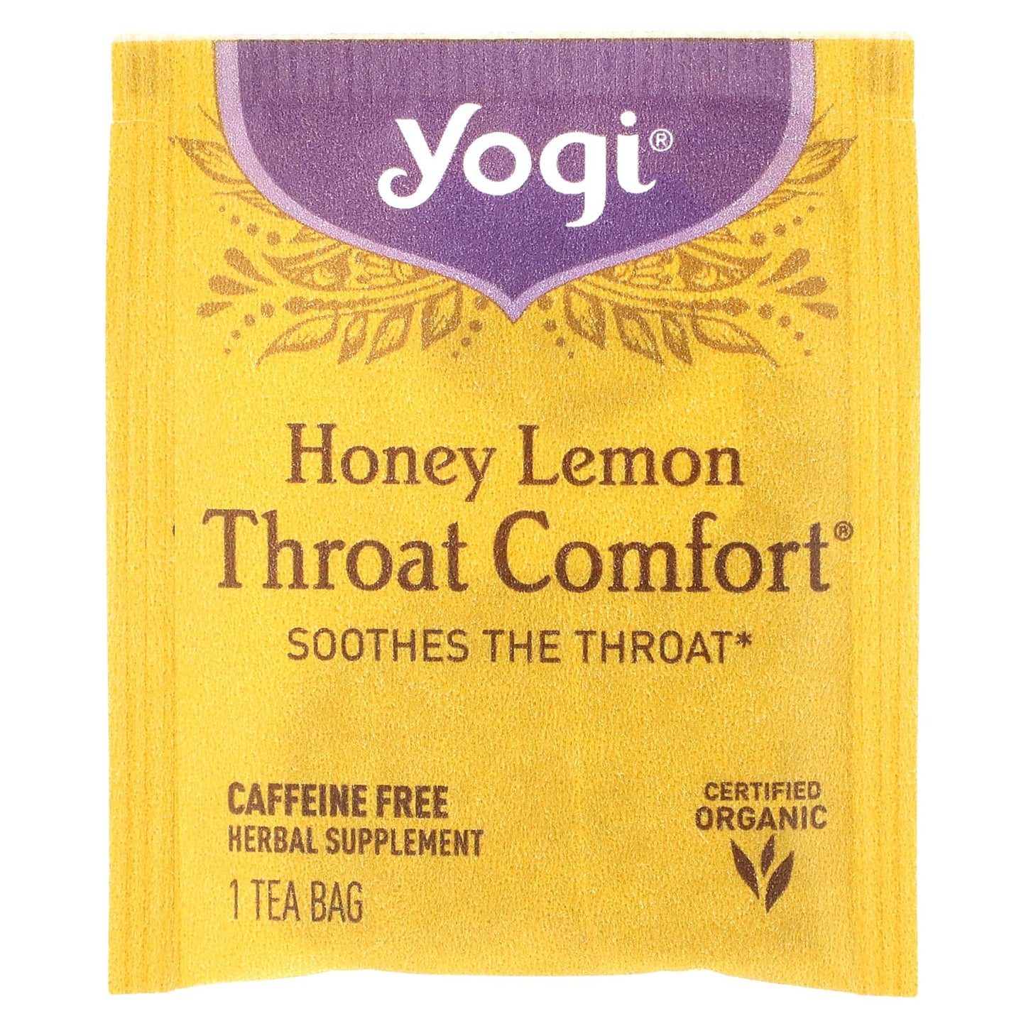 Yogi Tea, Throat Comfort, Honey Lemon, Caffeine Free, 16 Tea Bags, 1.12 oz (32 g)