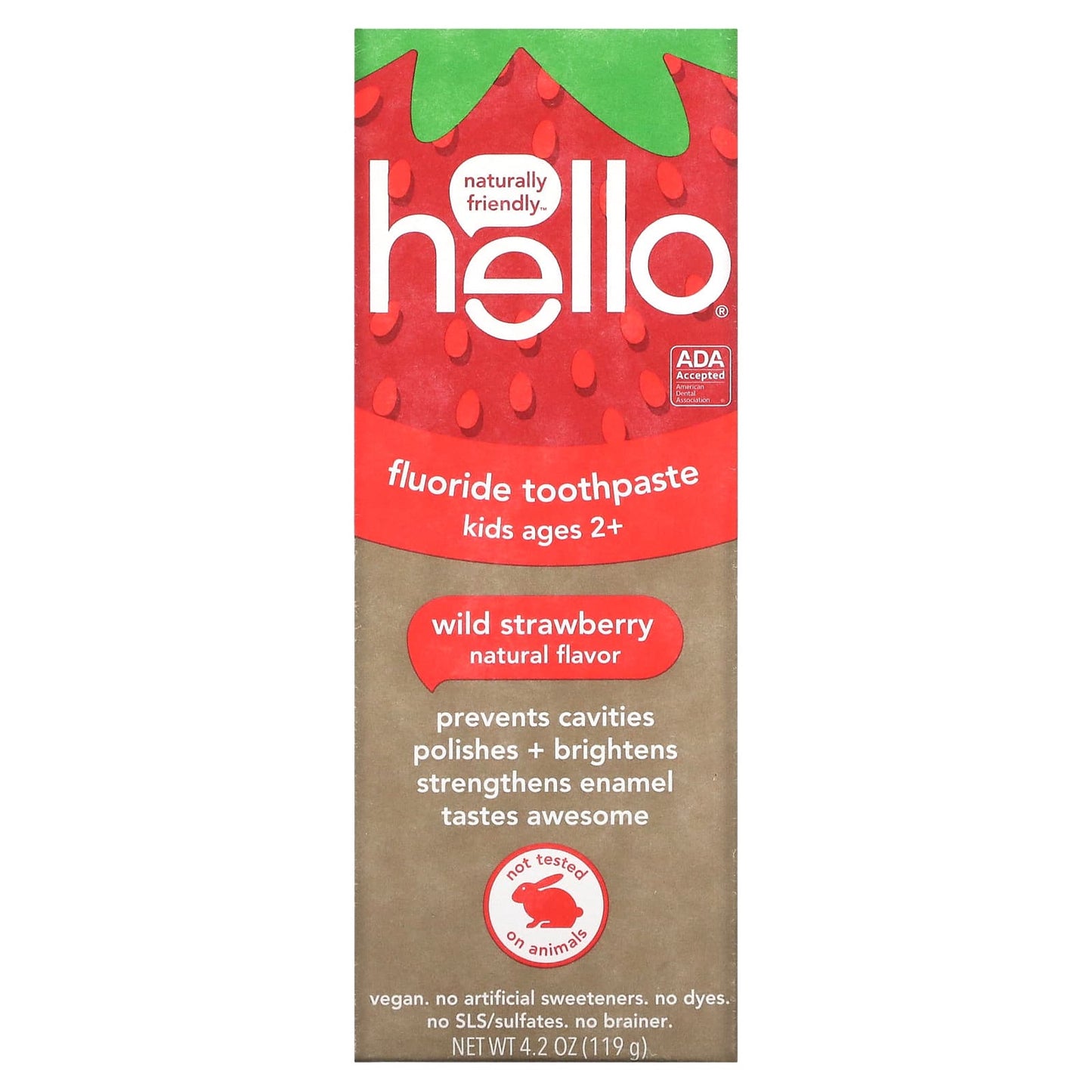 Hello, Kids, Fluoride Toothpaste, Ages 2+, Wild Strawberry, 4.2 oz (119 g)