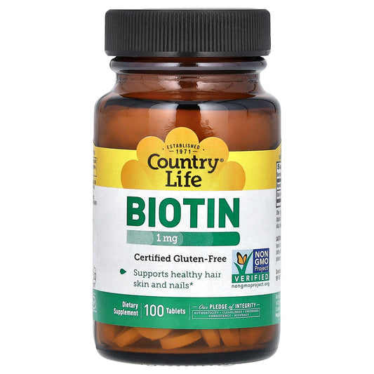 Country Life-Biotin-1 mg-100 Tablets