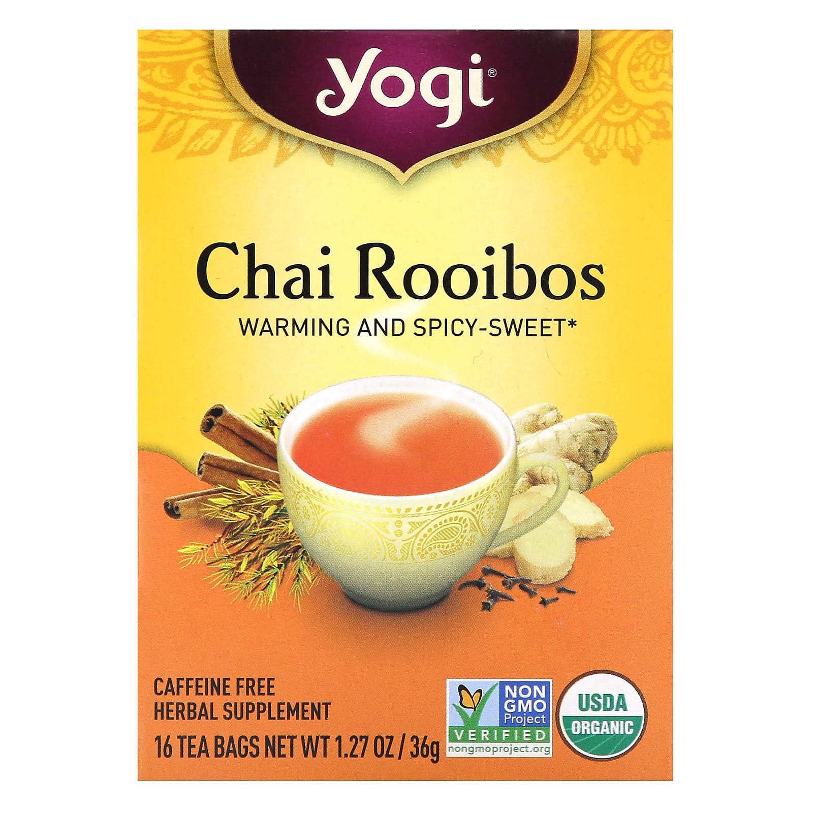 Yogi Tea-Chai Rooibos-Caffeine Free-16 Tea Bags-1.27 oz (36 g)