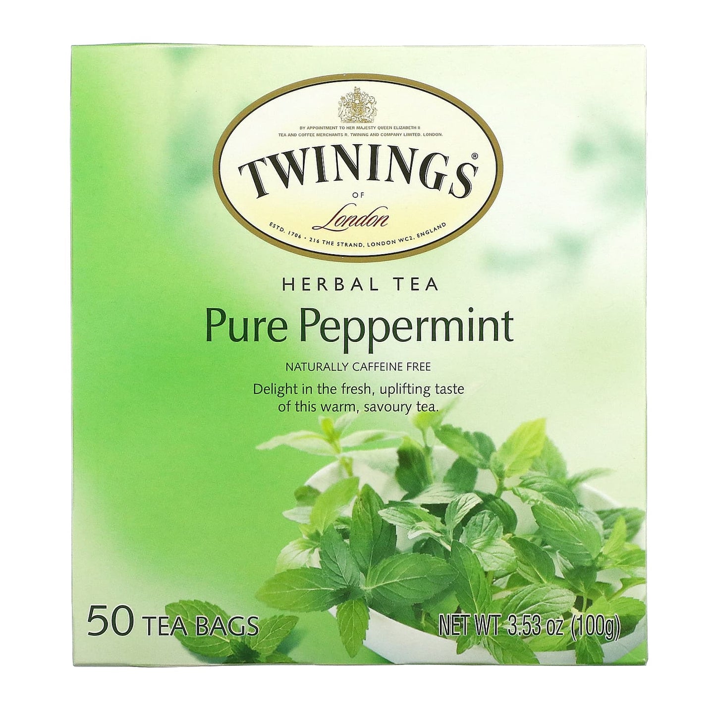 Twinings-Herbal Tea-Pure Peppermint-Caffeine Free-50 Tea Bags-3.53 oz (100 g)