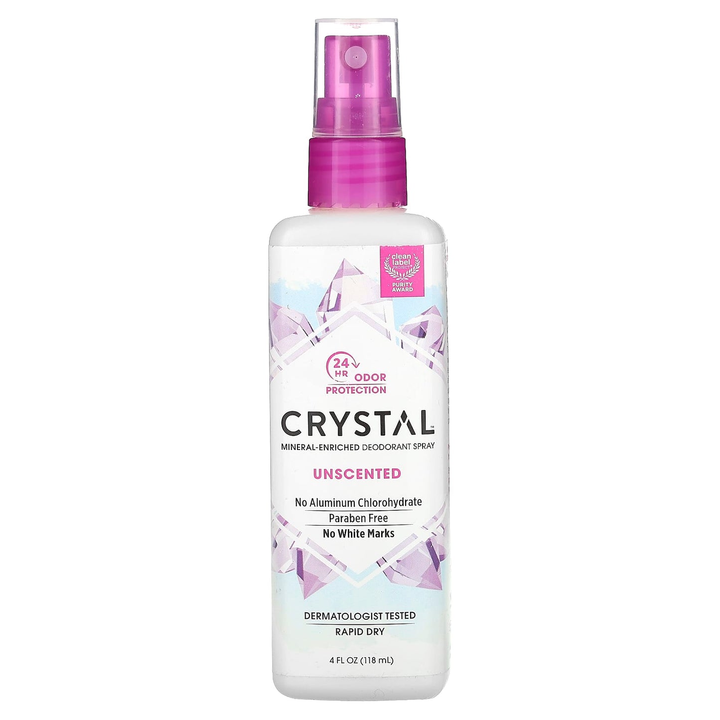 Crystal-Mineral-Enriched Deodorant Spray-Unscented-4 fl oz (118 ml)