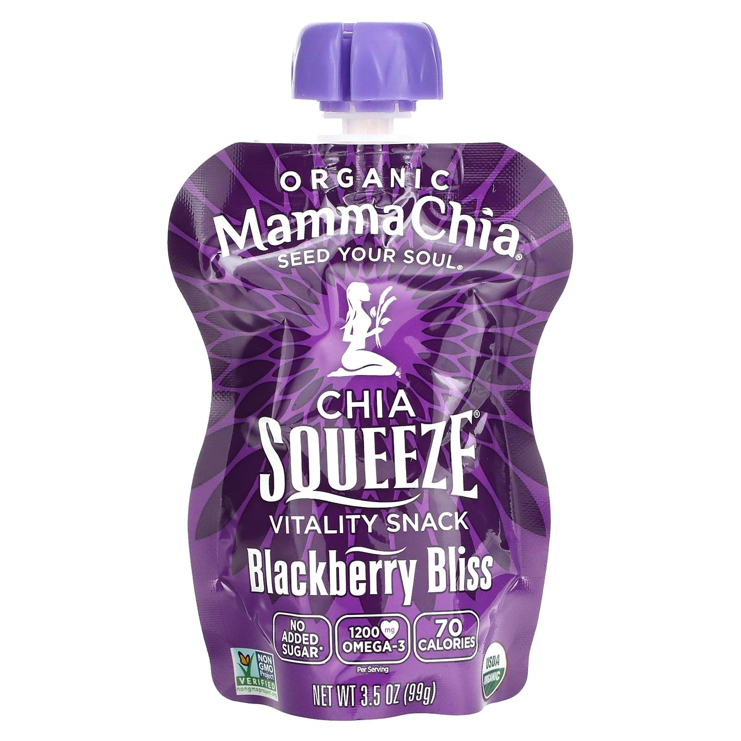 Mamma Chia, Organic Chia Squeeze, Vitality Snack, Blackberry Bliss, 8 Squeezes, 3.5 oz (99 g) Each