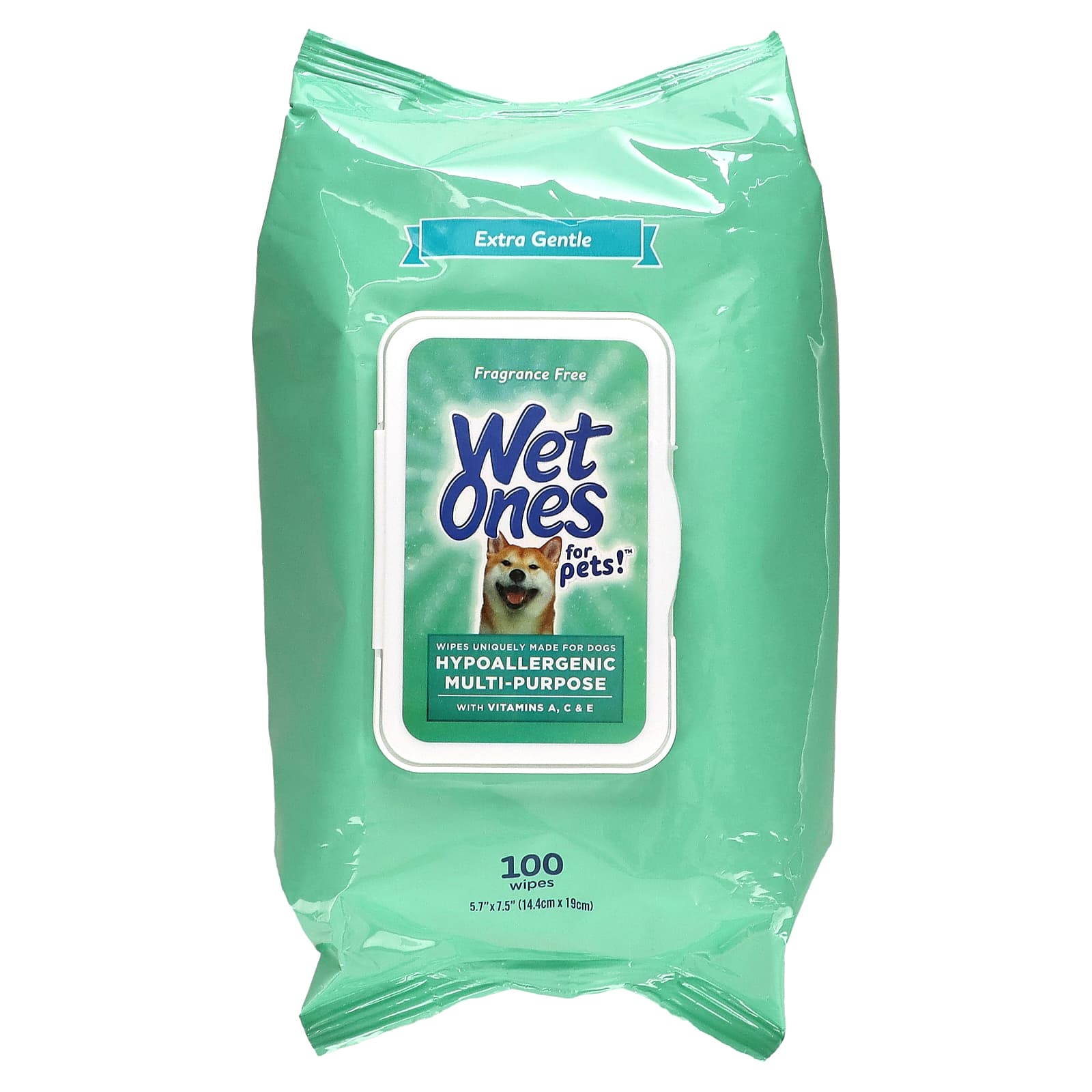 Wet Ones-Hypoallergenic Multi-Purpose with Vitamin A-C & E Wipes-For Dogs-Fragrance Free -100 Wipes