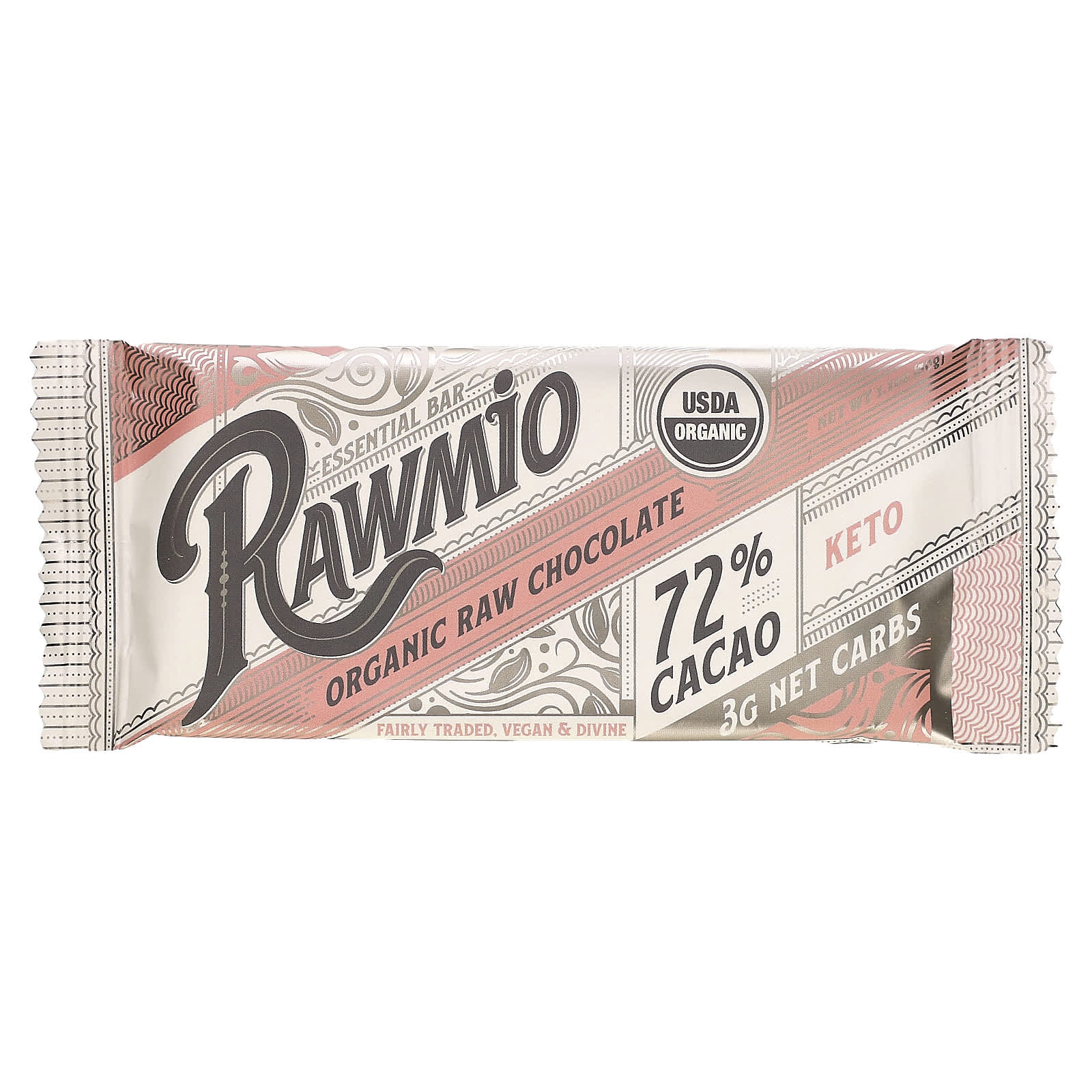 Rawmio-Essential Bar-Organic Raw Chocolate-72% Cacao-Keto-1.1 oz (30 g)