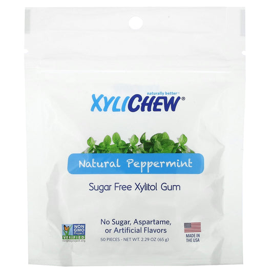 XyliDENT-Sugar Free Xylitol Gum-Natural Peppermint-50 Pieces-2.29 oz (65 g)