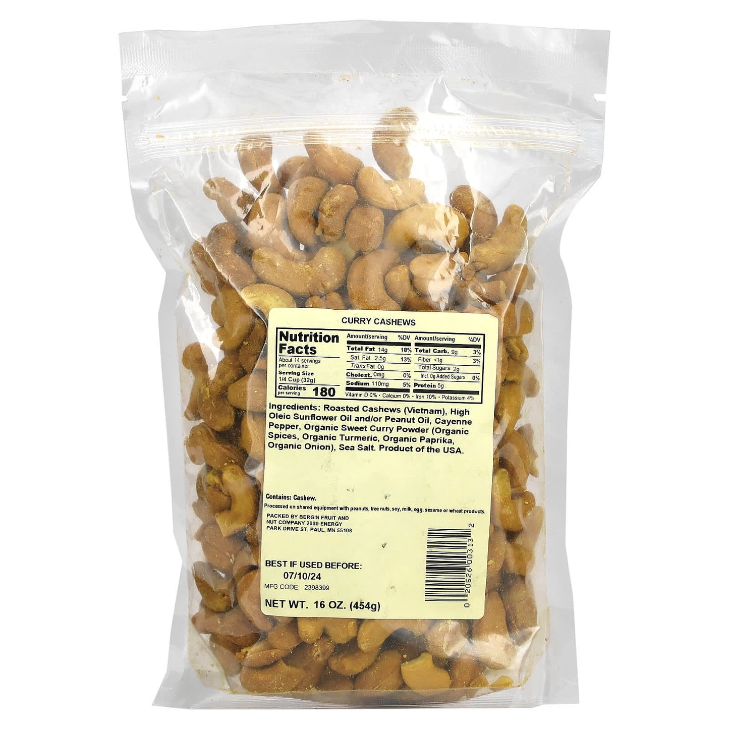 Bergin Fruit and Nut Company, Curry Cashews, 16 oz (454 g)