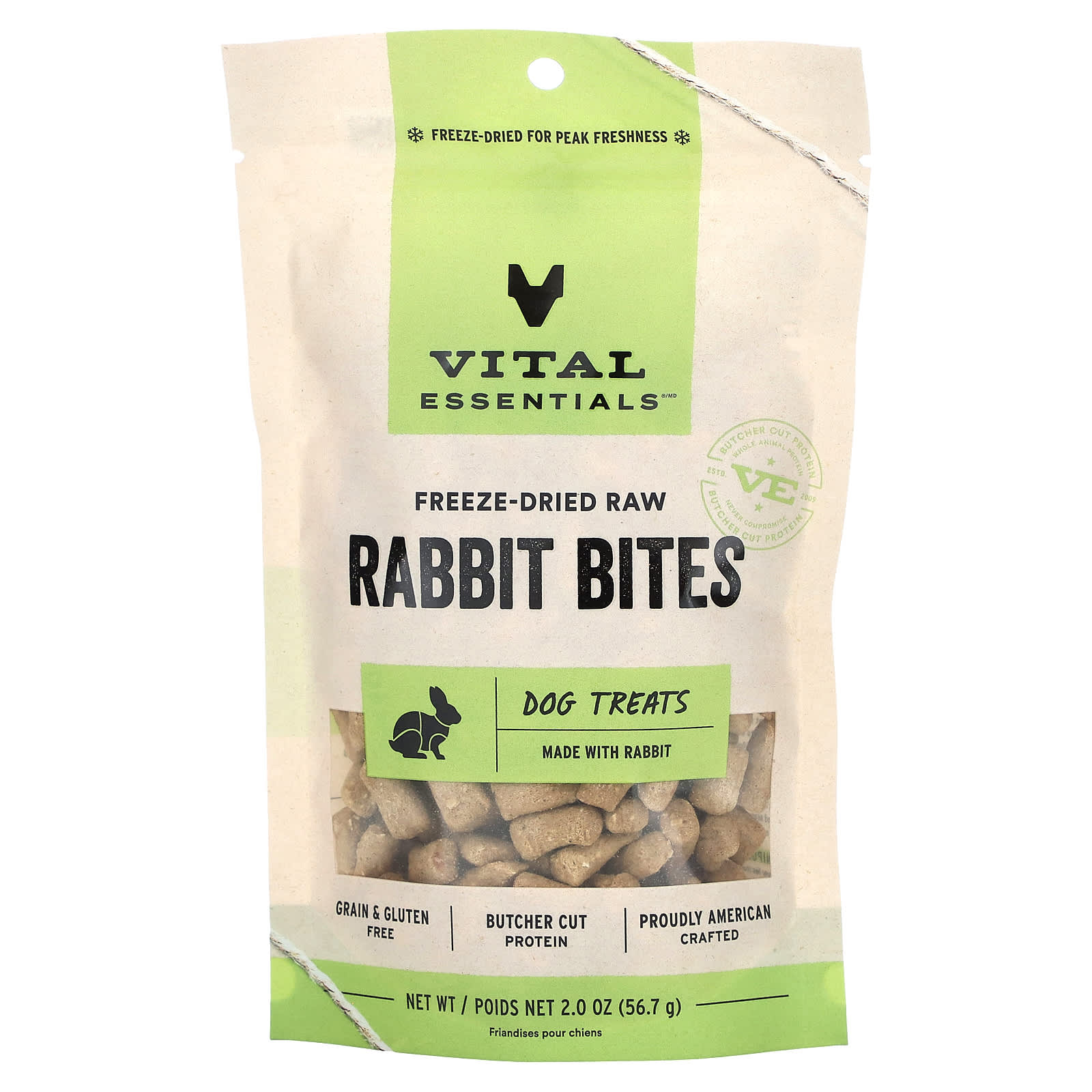 Vital Essentials-Freeze-Dried Raw Dog Treats-Rabbit Bites-2 oz (56.7 g)