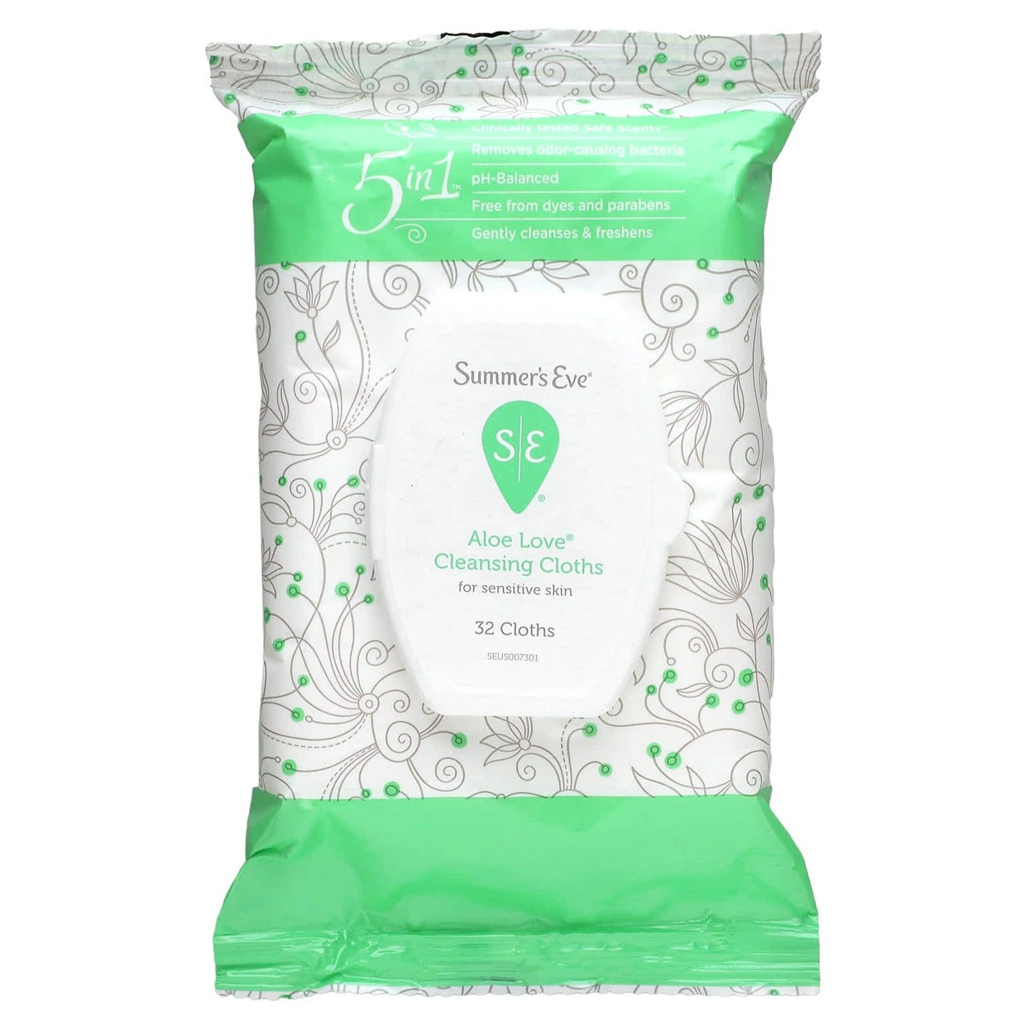 Summer's Eve-5 in 1 Cleansing Cloths-Aloe Love-32 Cloths