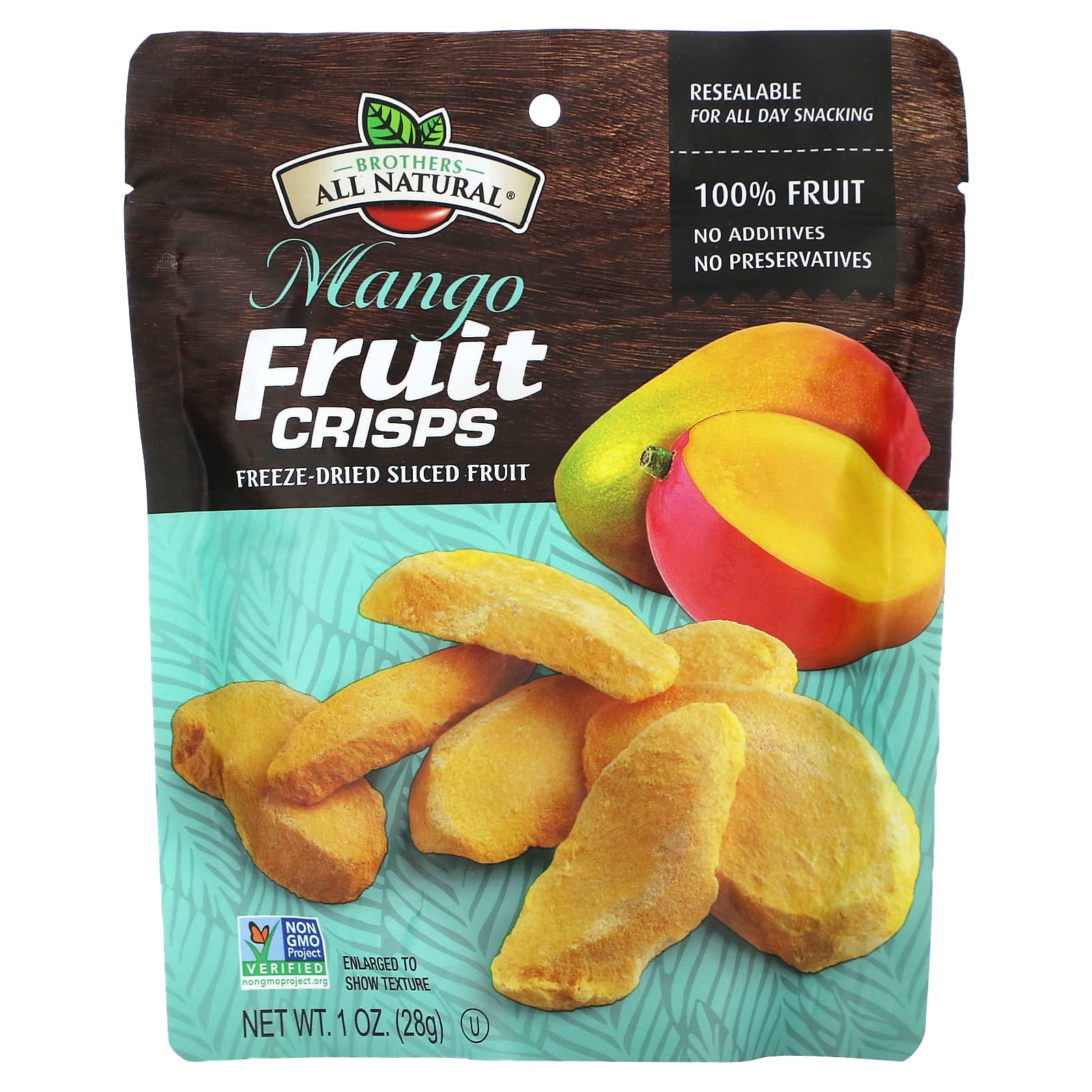 Brothers-All-Natural-Freeze Dried Sliced Fruit-Fruit Crisps-Mango-1 oz (28 g)