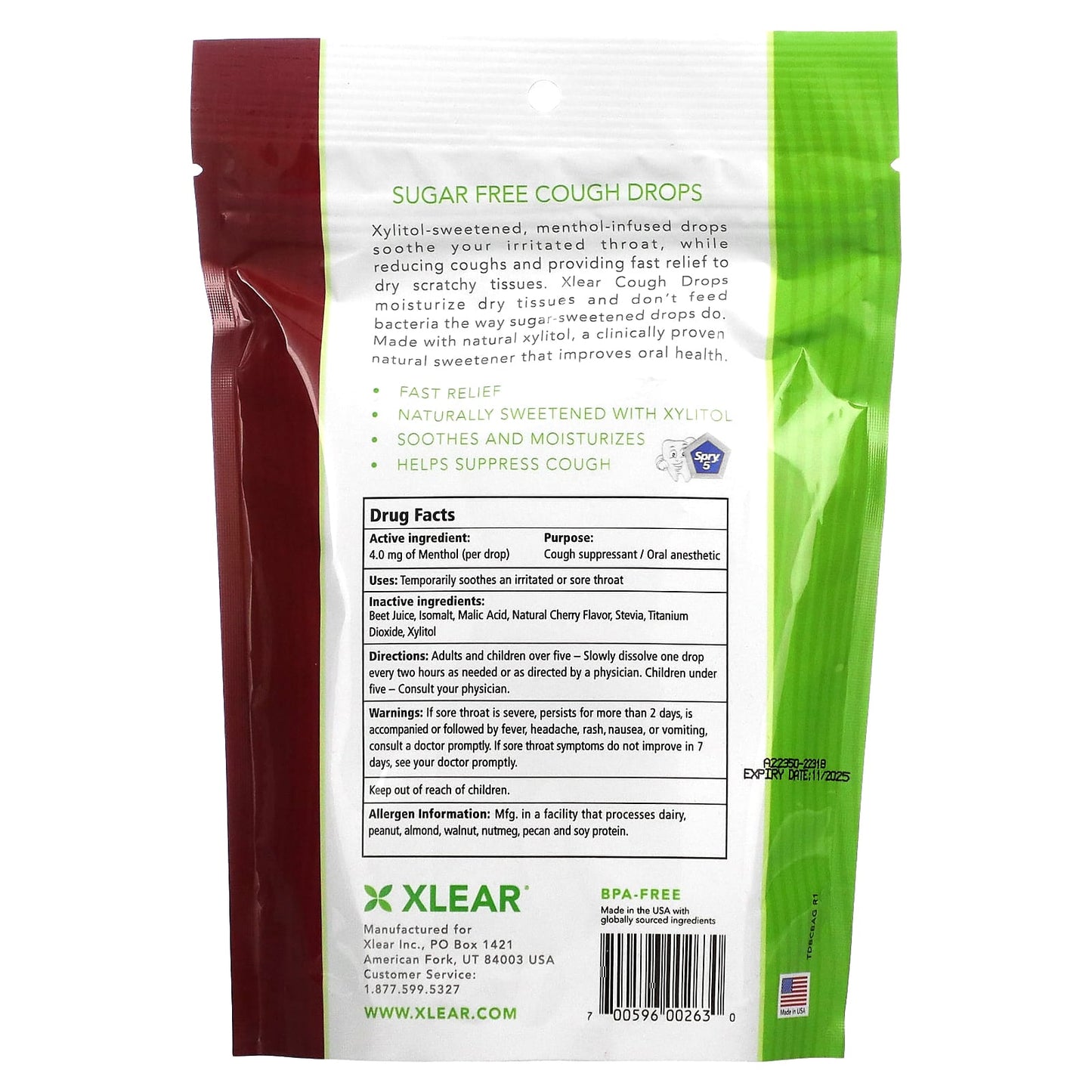 Xlear, Sugar Free Cough Drops, Black Cherry, 30 Drops