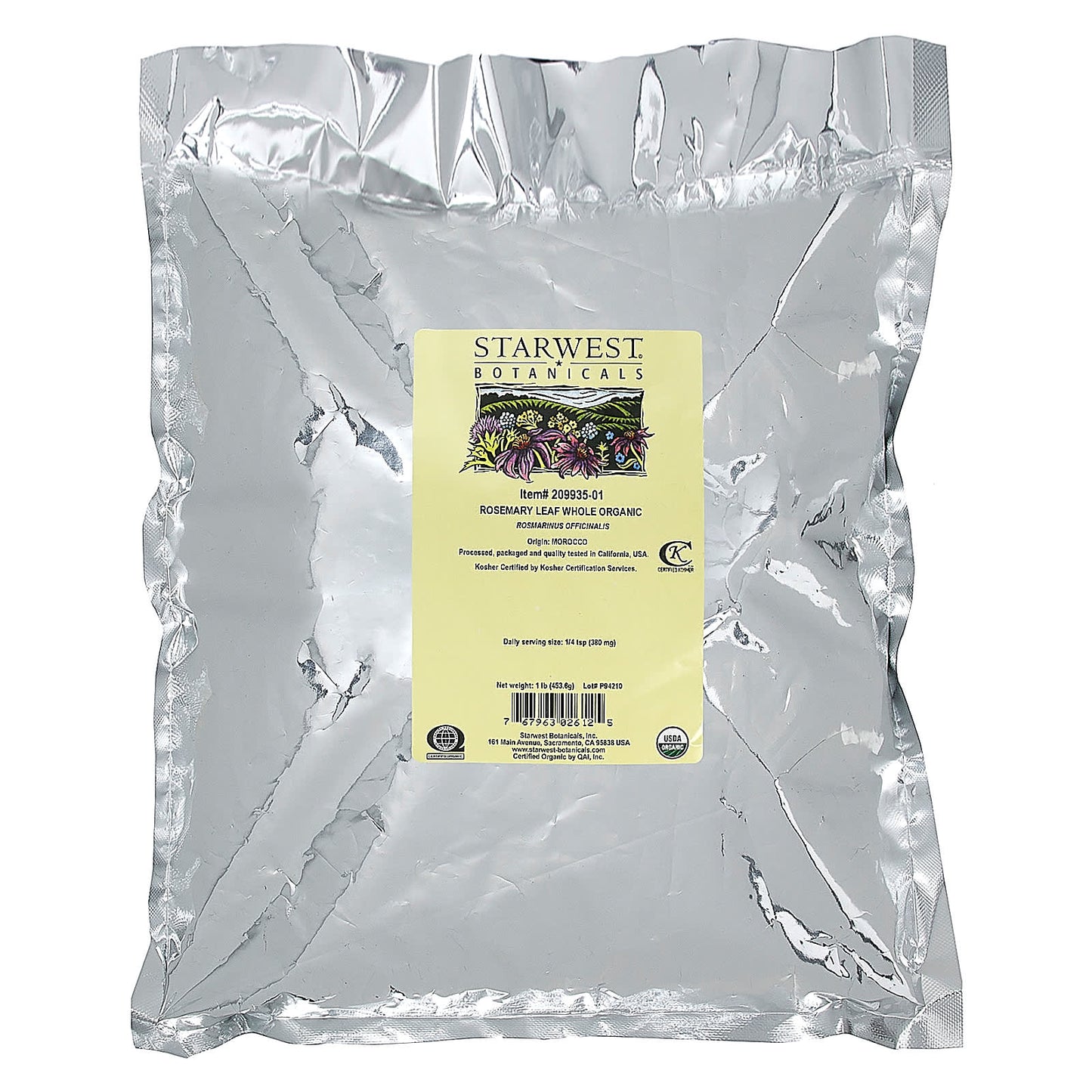 Starwest Botanicals, Organic Rosemary Leaf Whole, 1 lb (453.6 g)