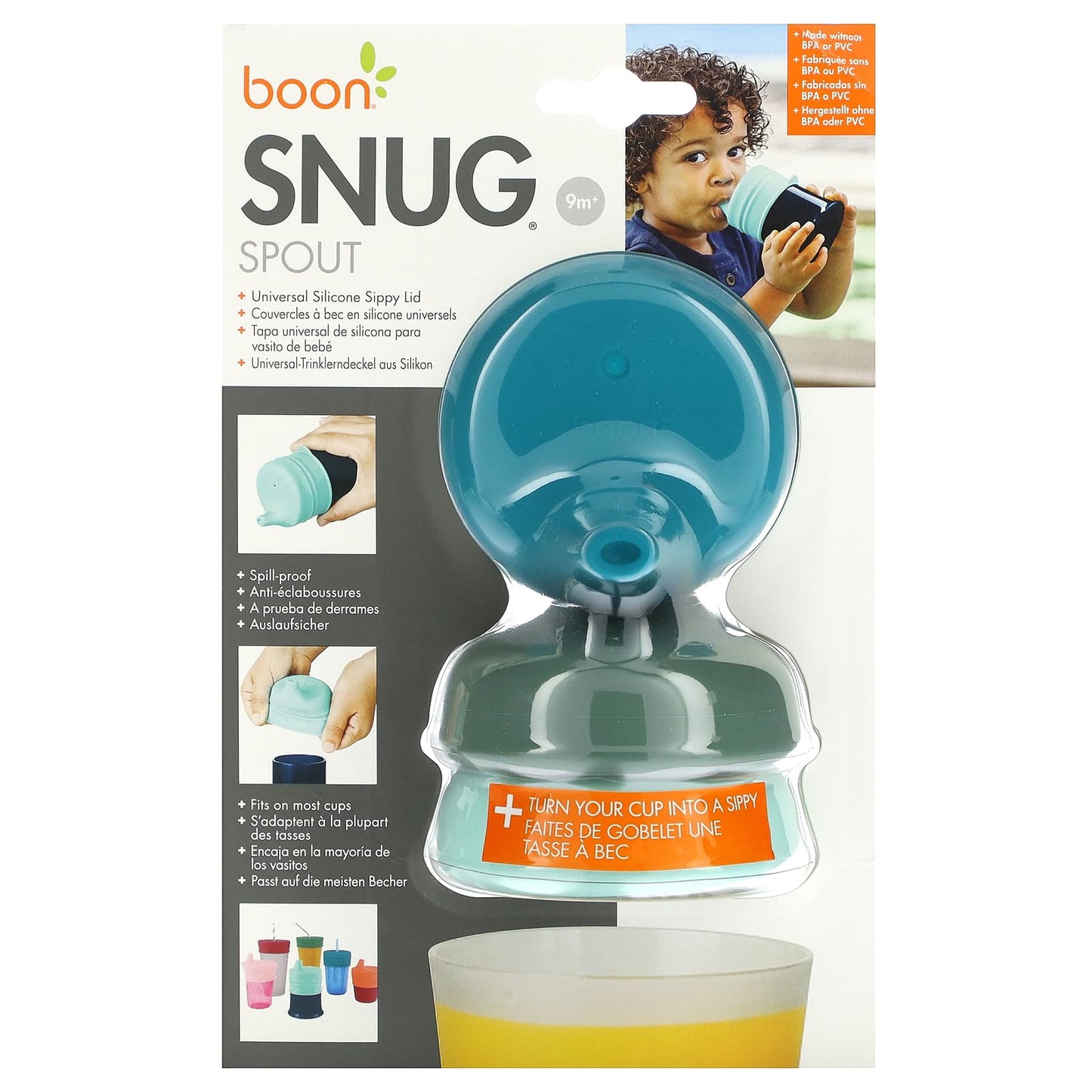 Boon-Snug Spout-Universal Silicone Sippy Lid-9 Months +-3 Lids