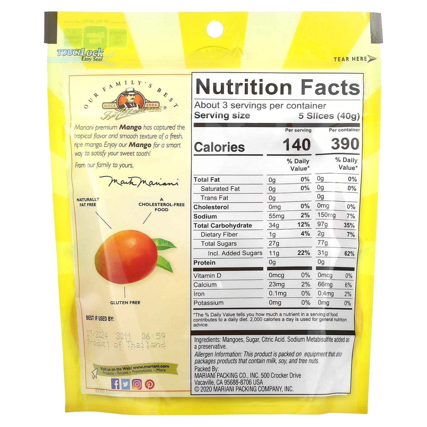 Mariani Dried Fruit, Premium Mango, 4 oz (113 g)