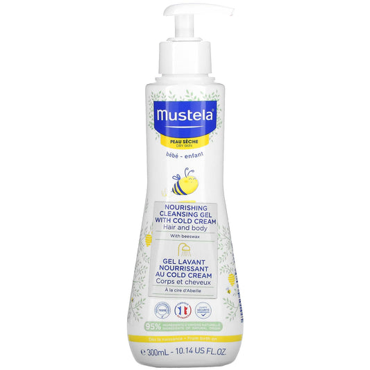 Mustela-Baby-Nourishing Cleansing Hair and Body Gel with Cold Cream-For Dry Skin-10.14 fl oz (300 ml)