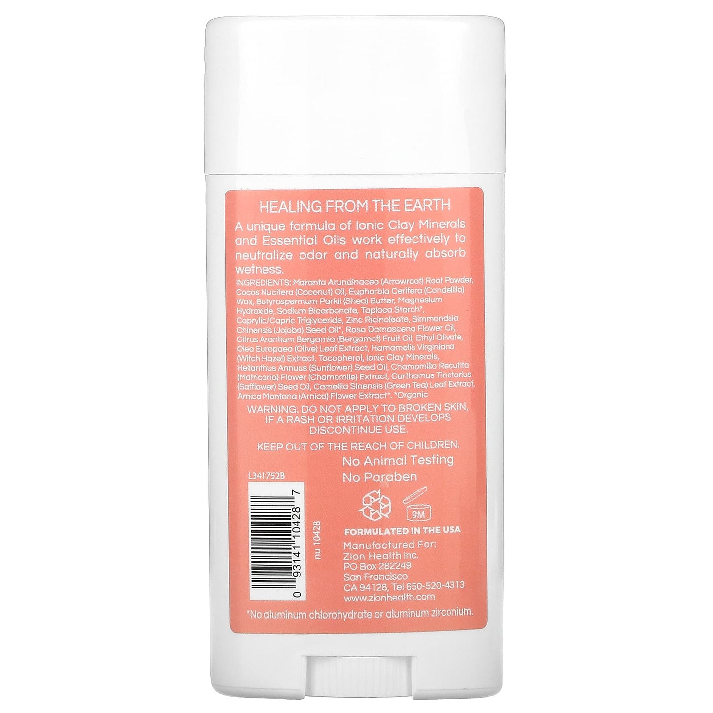 Zion Health, Bold, ClayDry Deodorant, Bergamot Rose, 2.8 oz (80 g)