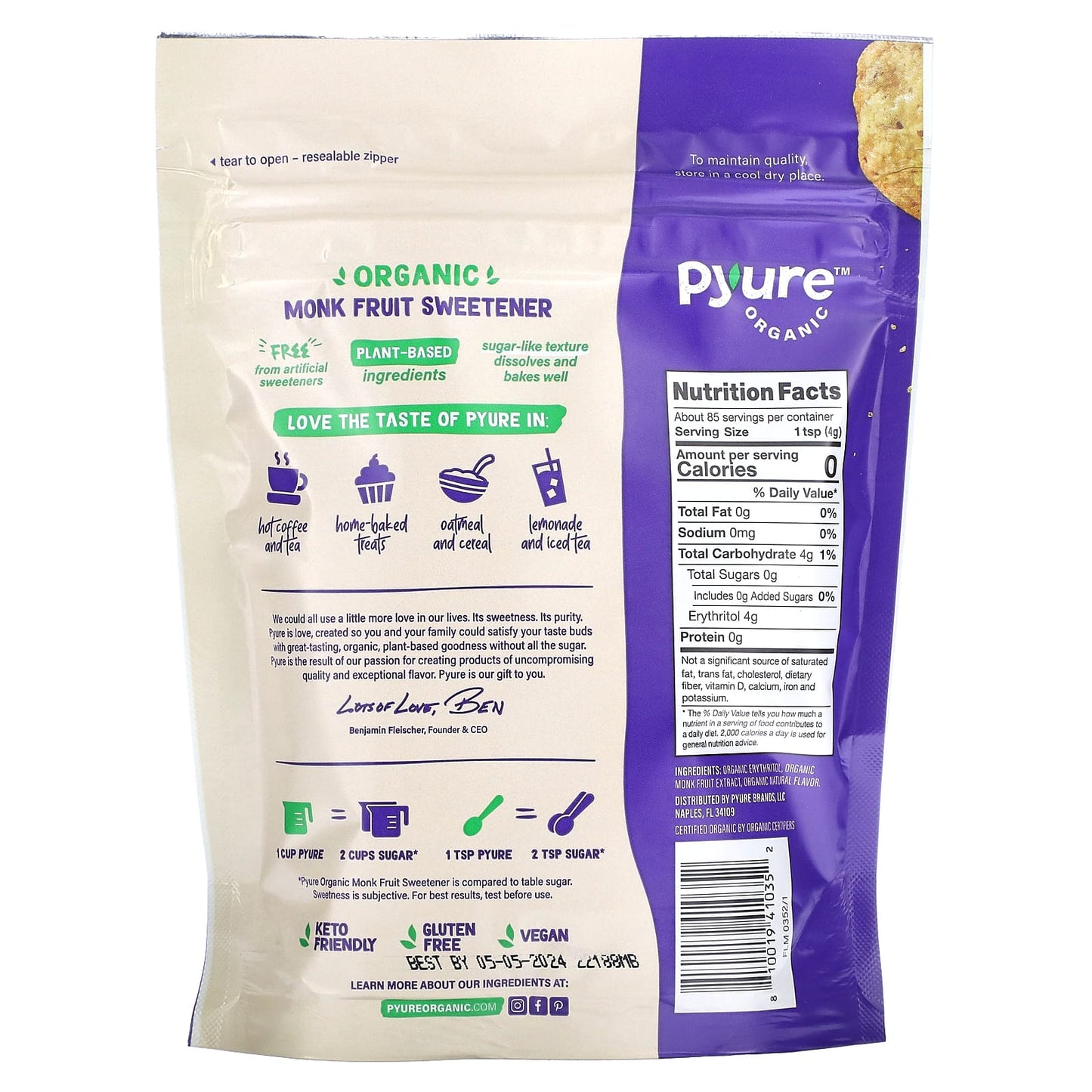 Pyure, Organic Monk Fruit Sweetener, 12 oz (340 g)