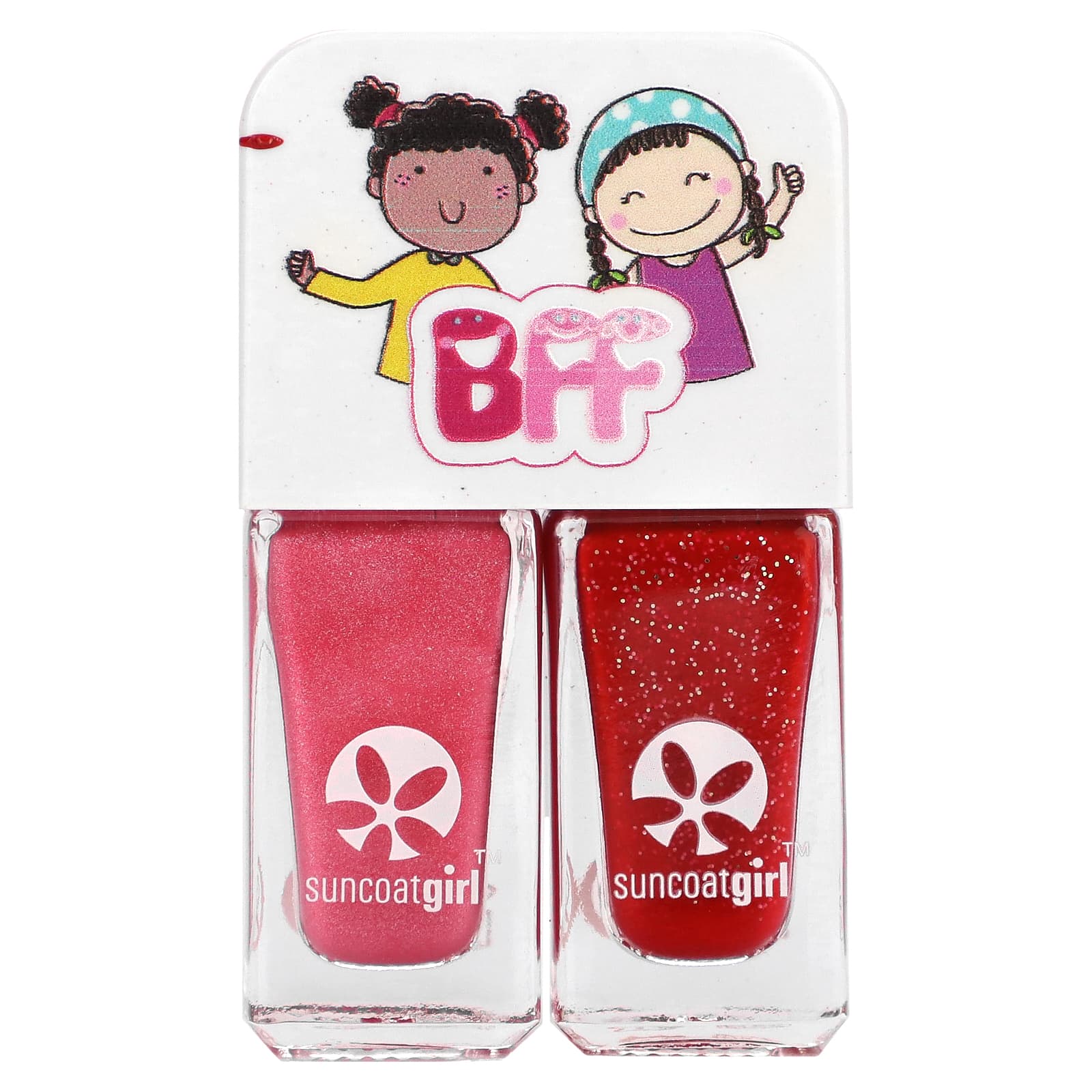 SuncoatGirl-Beauties Nail Polish Duo Set-Cherry Red and Gold Glitter-2 Piece Set