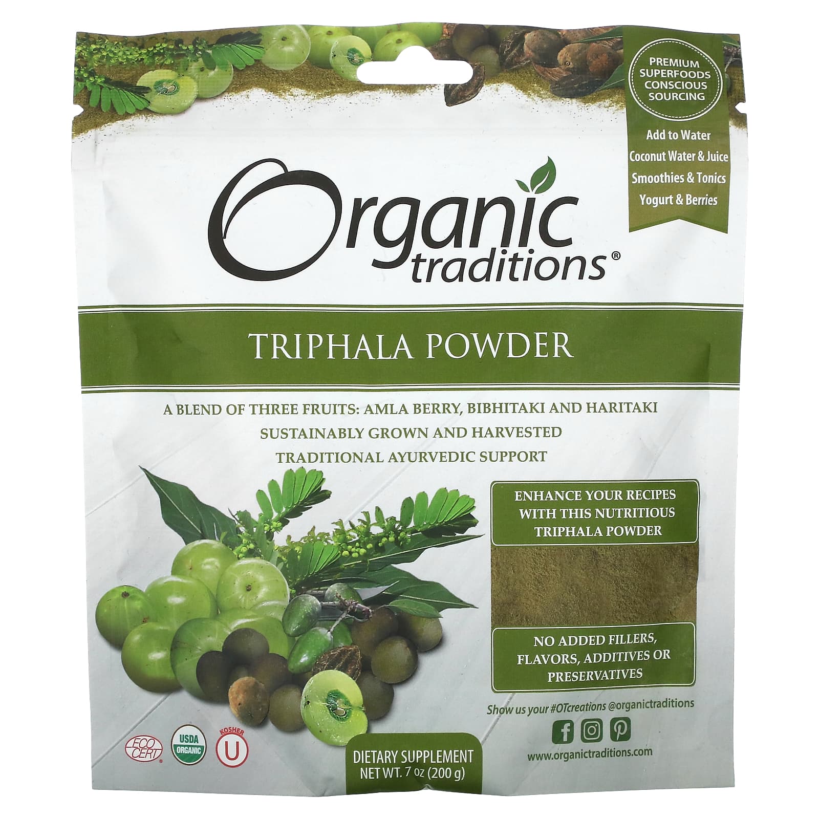 Organic Traditions-Triphala Powder-7 oz ( 200 g)