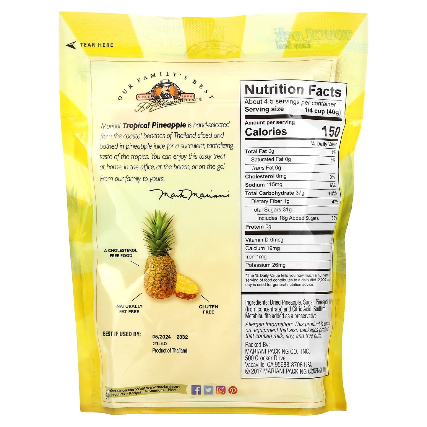 Mariani Dried Fruit, Tropical Pineapple, 6 oz (170 g)