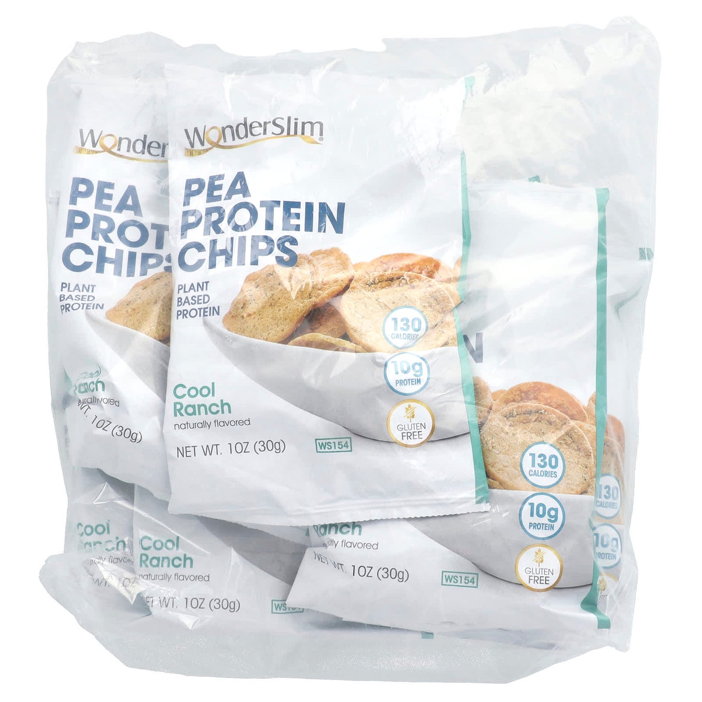 WonderSlim, Pea Protein Chips, Cool Ranch, 6 Bags, 1 oz (30 g) Each