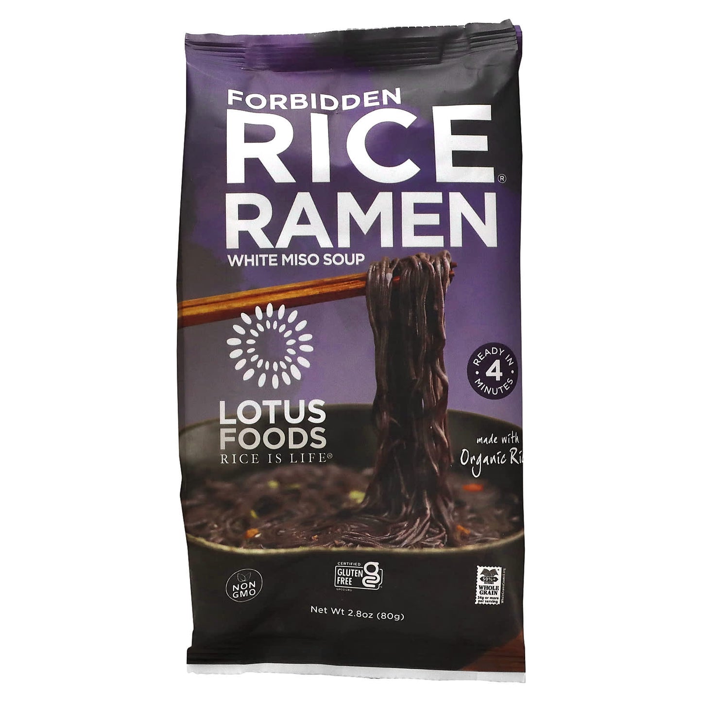 Lotus Foods-Forbidden Rice Ramen-White Miso Soup-2.8 oz (80 g)