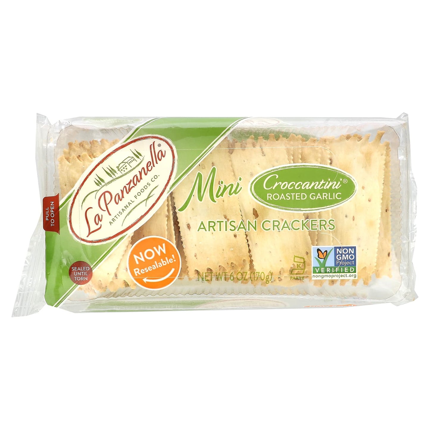 La Panzanella-Mini Croccantini Artisan Crackers-Roasted Garlic-6 oz (170 g)