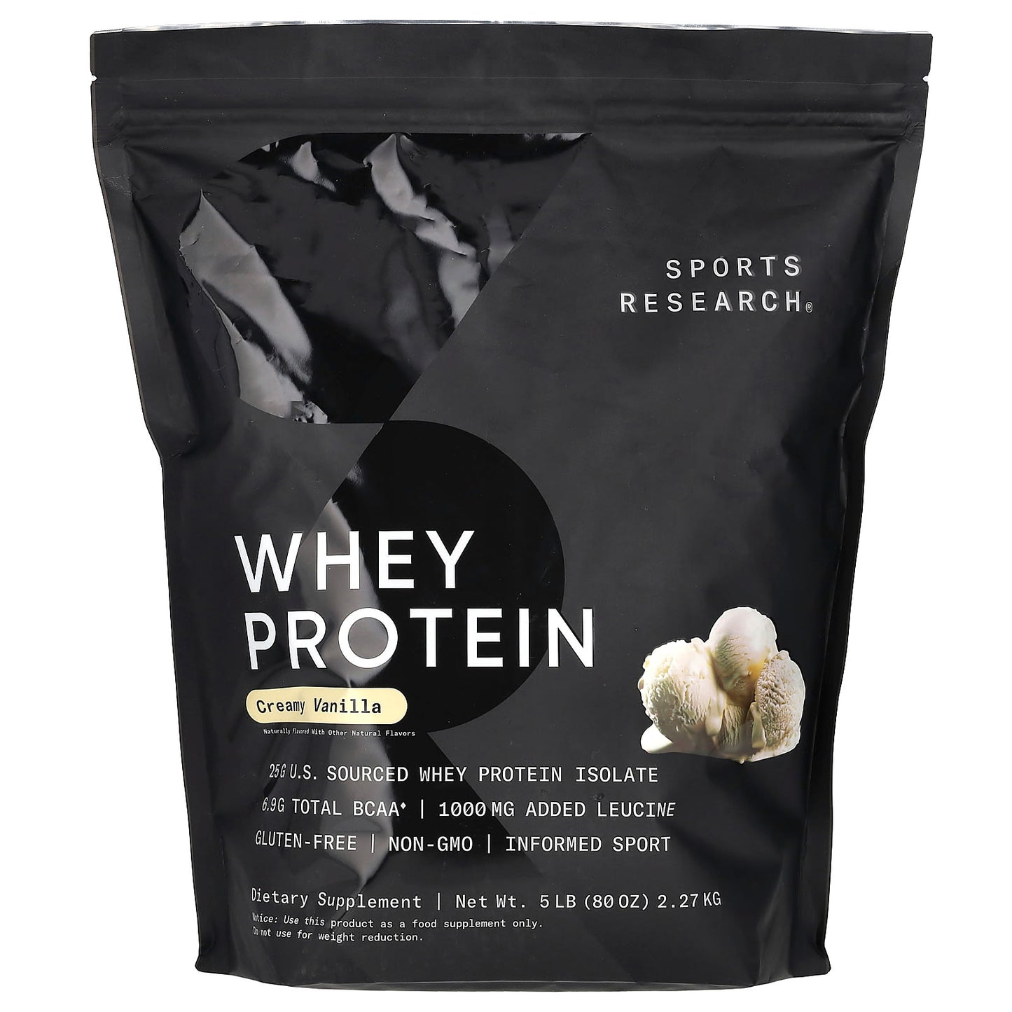 Sports Research-Whey Protein-Creamy Vanilla-5 lb (2.27 kg)