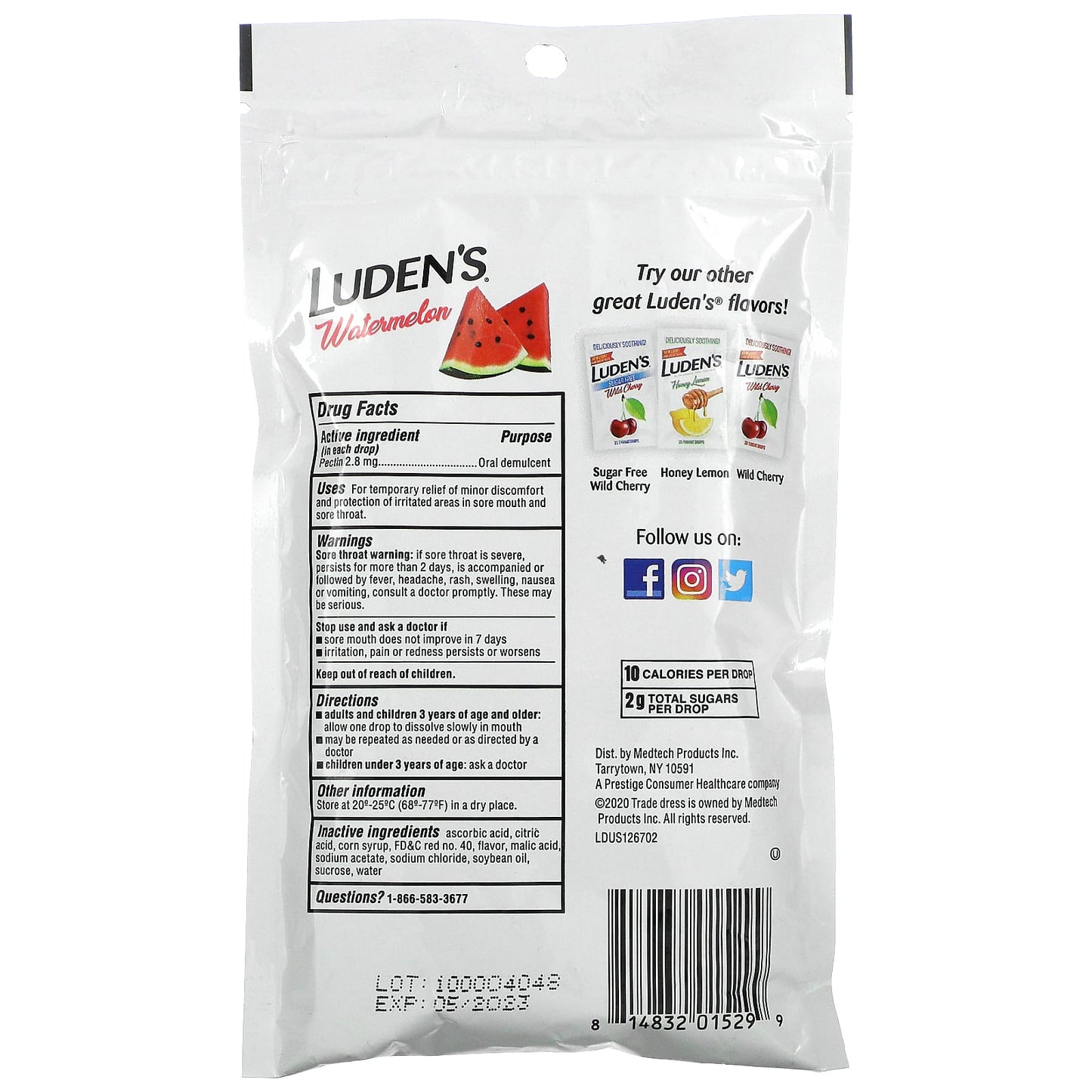 Luden's, Pectin Lozenge/Oral Demulcent, Watermelon, 25 Throat Drops