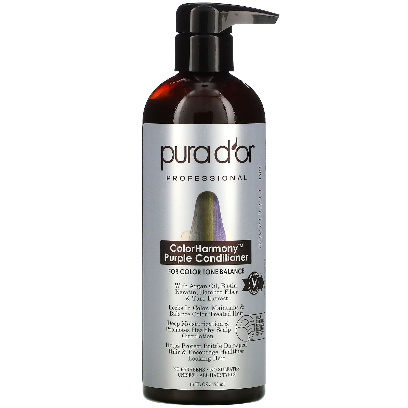 Pura D'or-Professional-ColorHarmony Purple Conditioner-16 fl oz (473 ml)