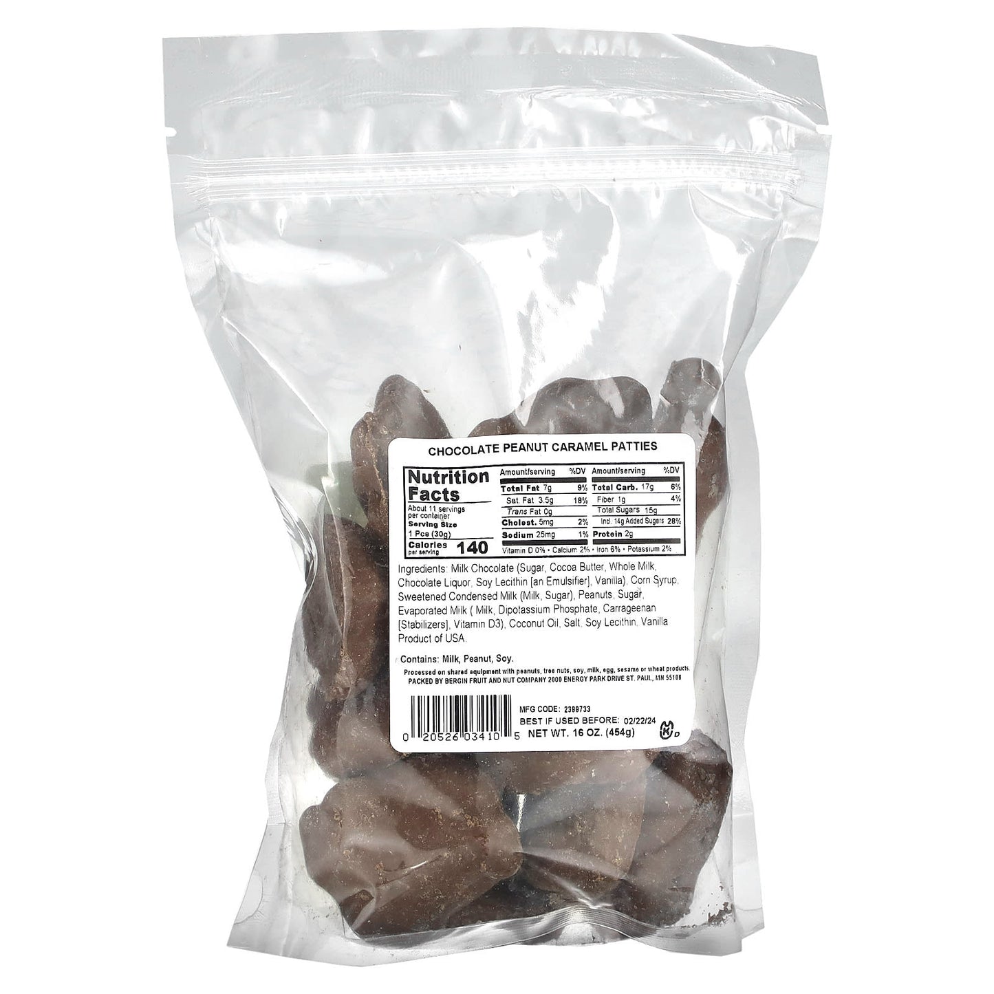 Bergin Fruit and Nut Company, Chocolate Peanut Caramel Patties , 16 oz (454 g)