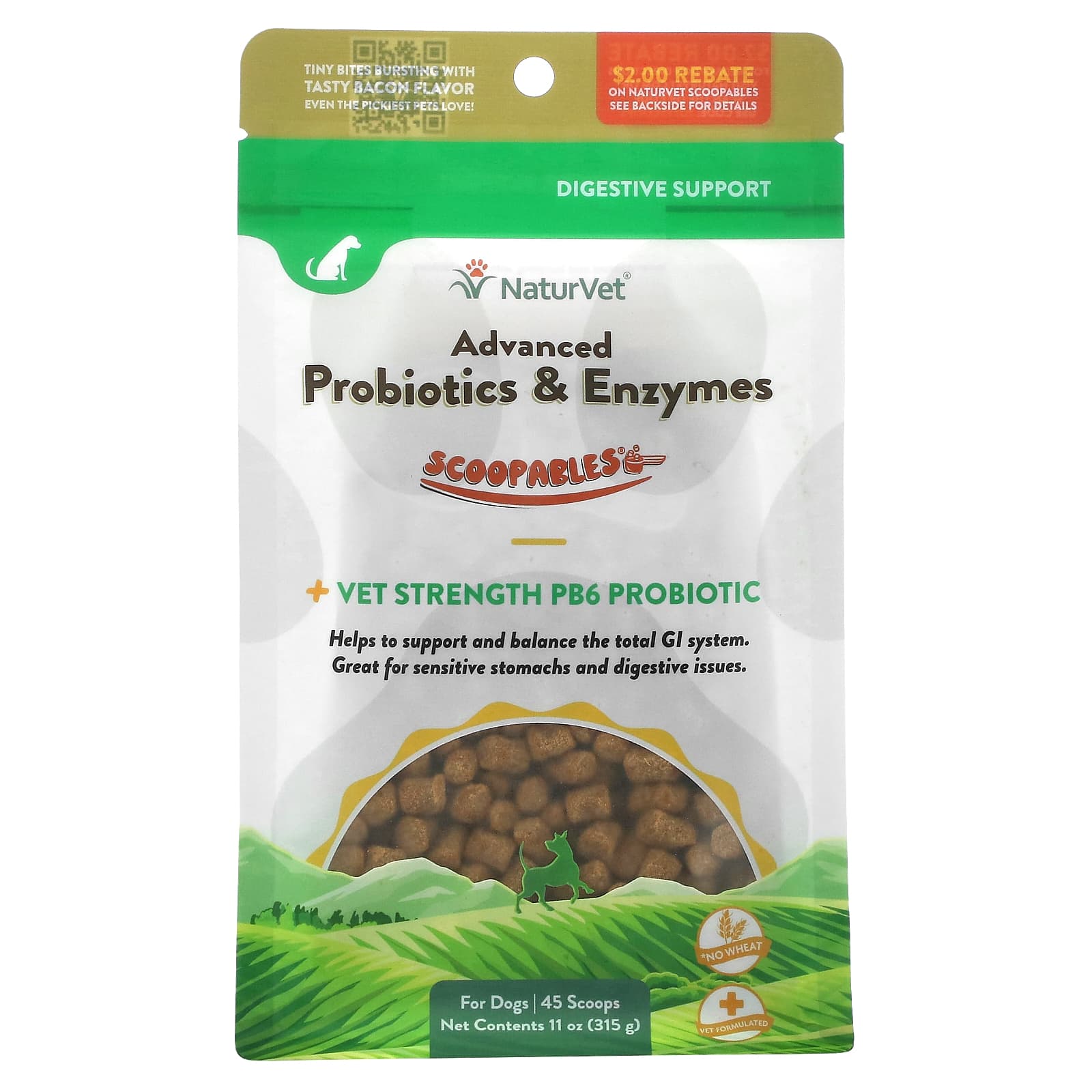 NaturVet-Scoopables-Advanced Probiotics & Enzymes-For Dogs-Bacon-11 oz (315 g)