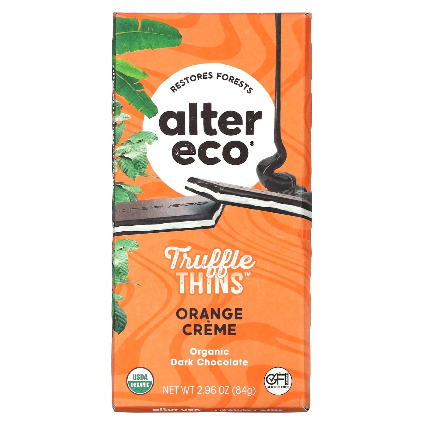 Alter Eco-Truffle Thins-Organic Dark Chocolate Bar-Orange Crème-2.96 oz (84 g)