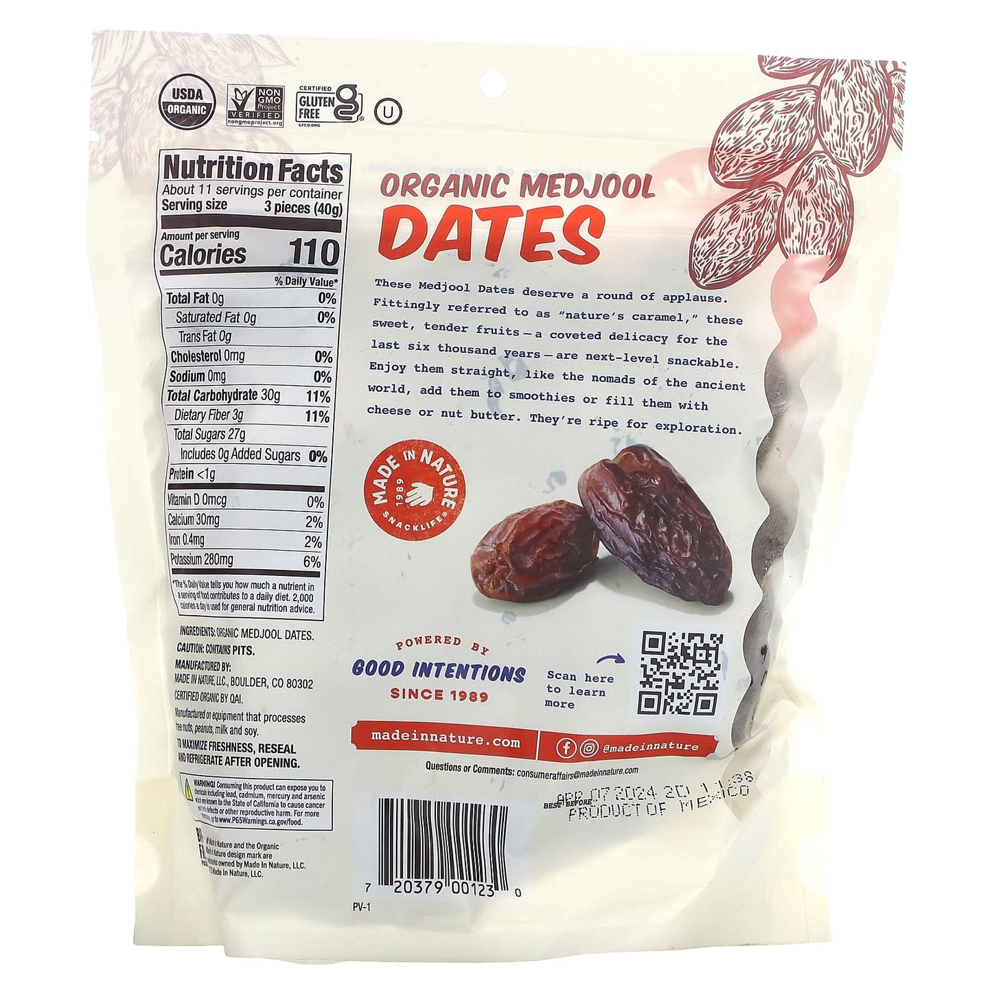 Made in Nature, Organic Medjool Dates, 1 lb (454 g)