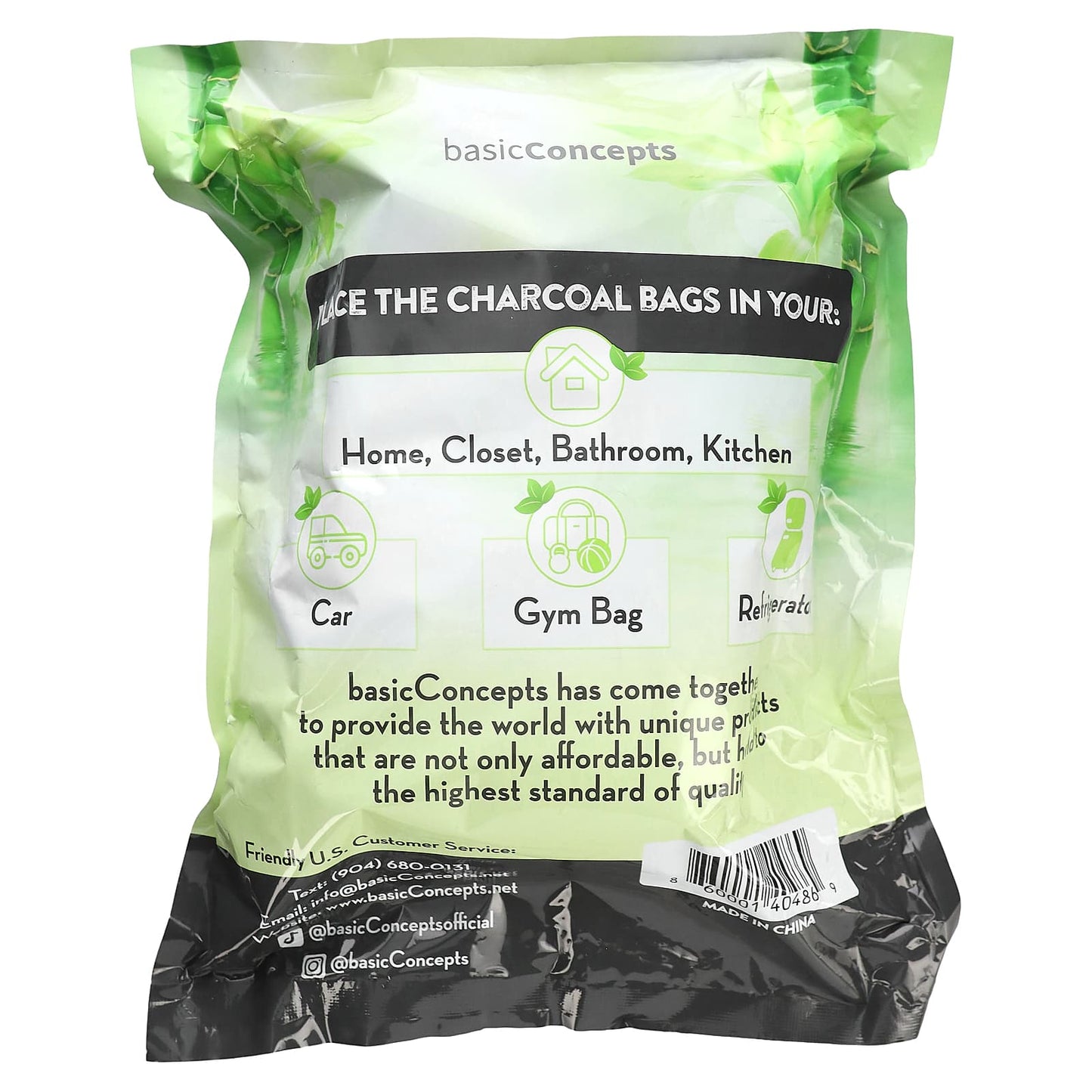 basicConcepts, Bamboo Charcoal, Odor Absorbing Bags , 4 Pack