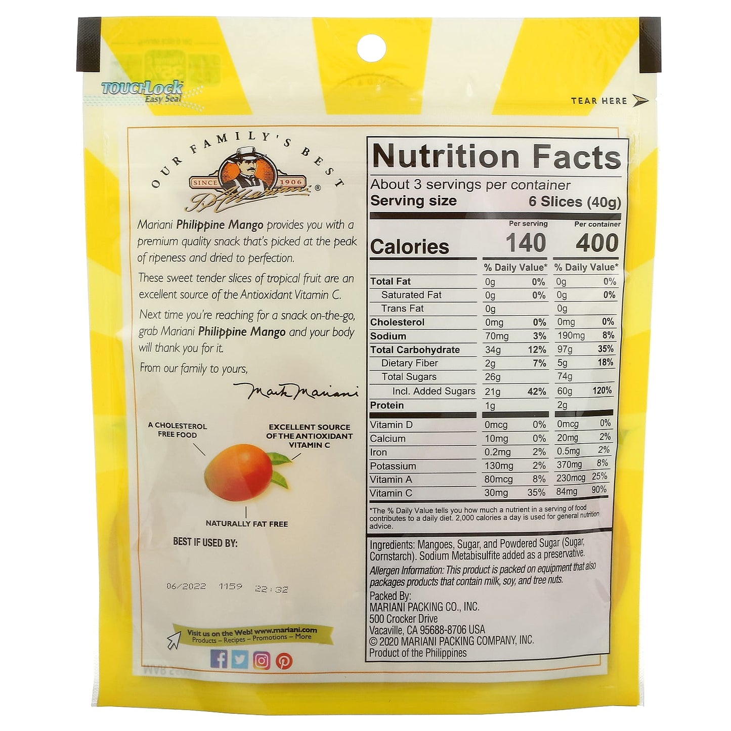 Mariani Dried Fruit, Philippine, Mango, 4 oz (113 g)