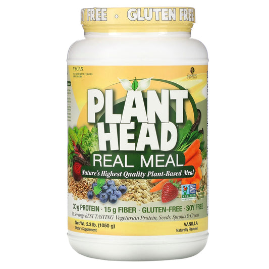 Genceutic Naturals-Plant Head-Real Meal-Vanilla-2.3 lb (1050 g)