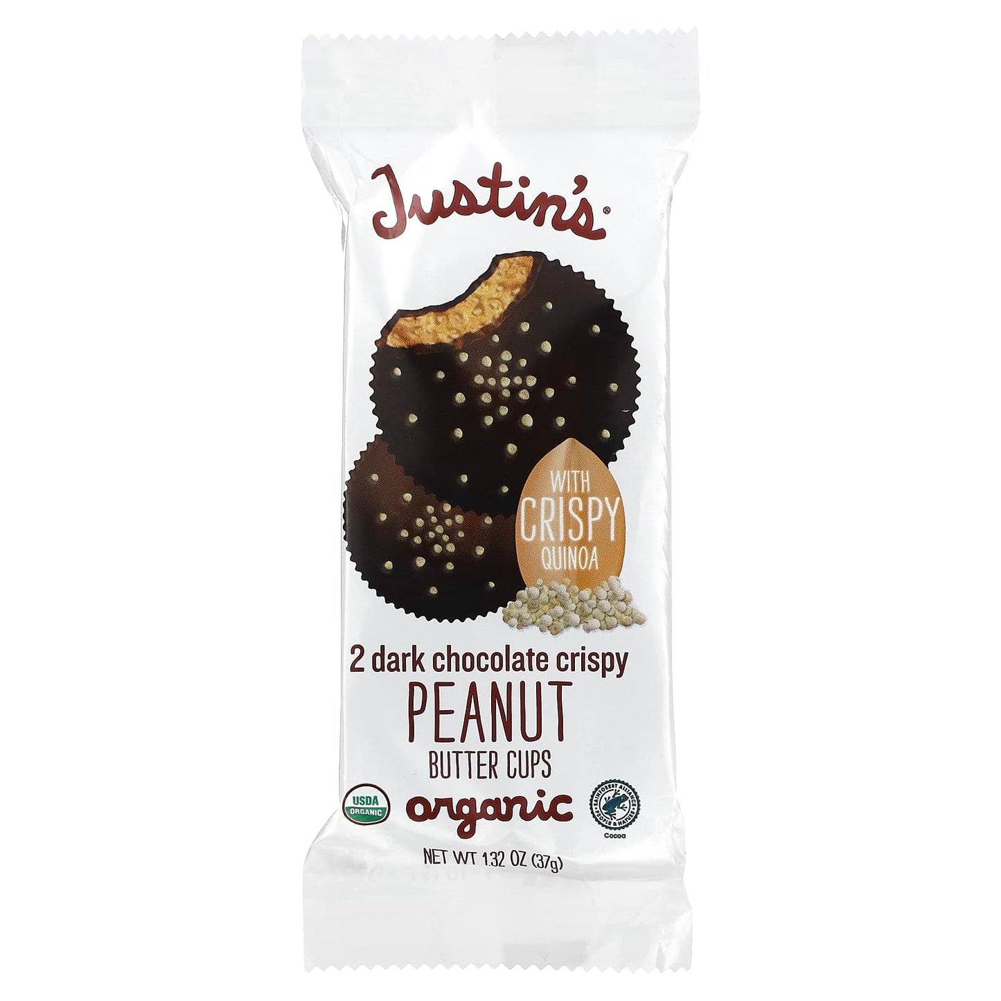 Justin's Nut Butter-Organic Dark Chocolate Crispy Peanut Butter Cups-2 Cups-1.32 oz (37 g)