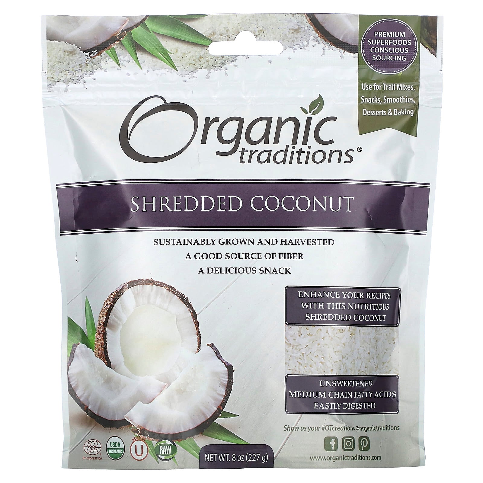 Organic Traditions-Shredded Coconut-8 oz (227 g)