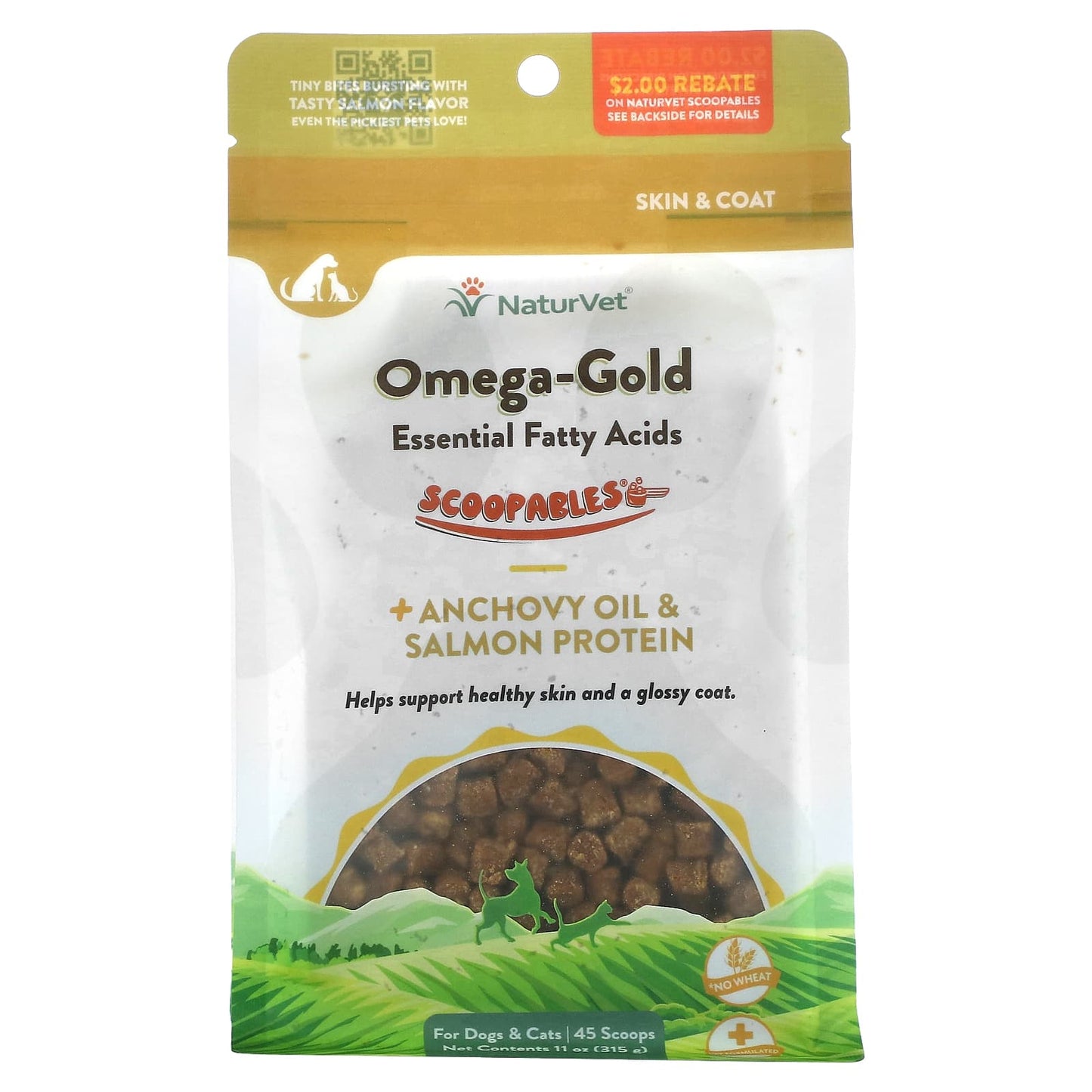 NaturVet-Scoopables-Omega-Gold Essential Fatty Acids + Anchovy Oil & Salmon Protein-For Dogs & Cats-Salmon-11 oz (315 g)