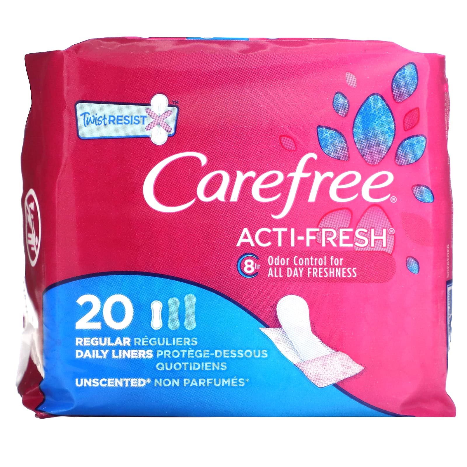 Carefree-Acti-Fresh-Daily Liners-Regular-Unscented-20 Liners