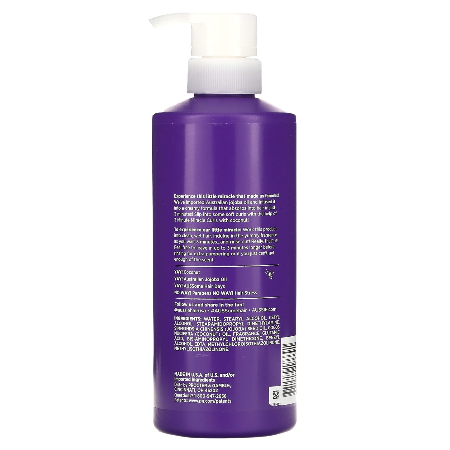 Aussie, 3 Minute Miracle Curls, Deep Conditioner, With Coconut & Australian Jojoba Oil, 16 fl oz (475 ml)