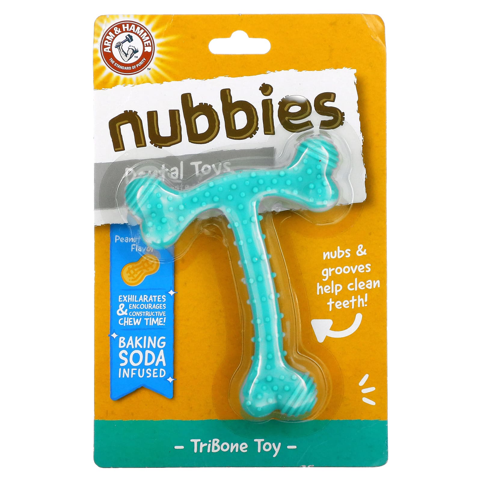 Arm & Hammer-Nubbies-Dental Toys for Moderate Chewers-Tribone-Peanut Butter-1 Toy