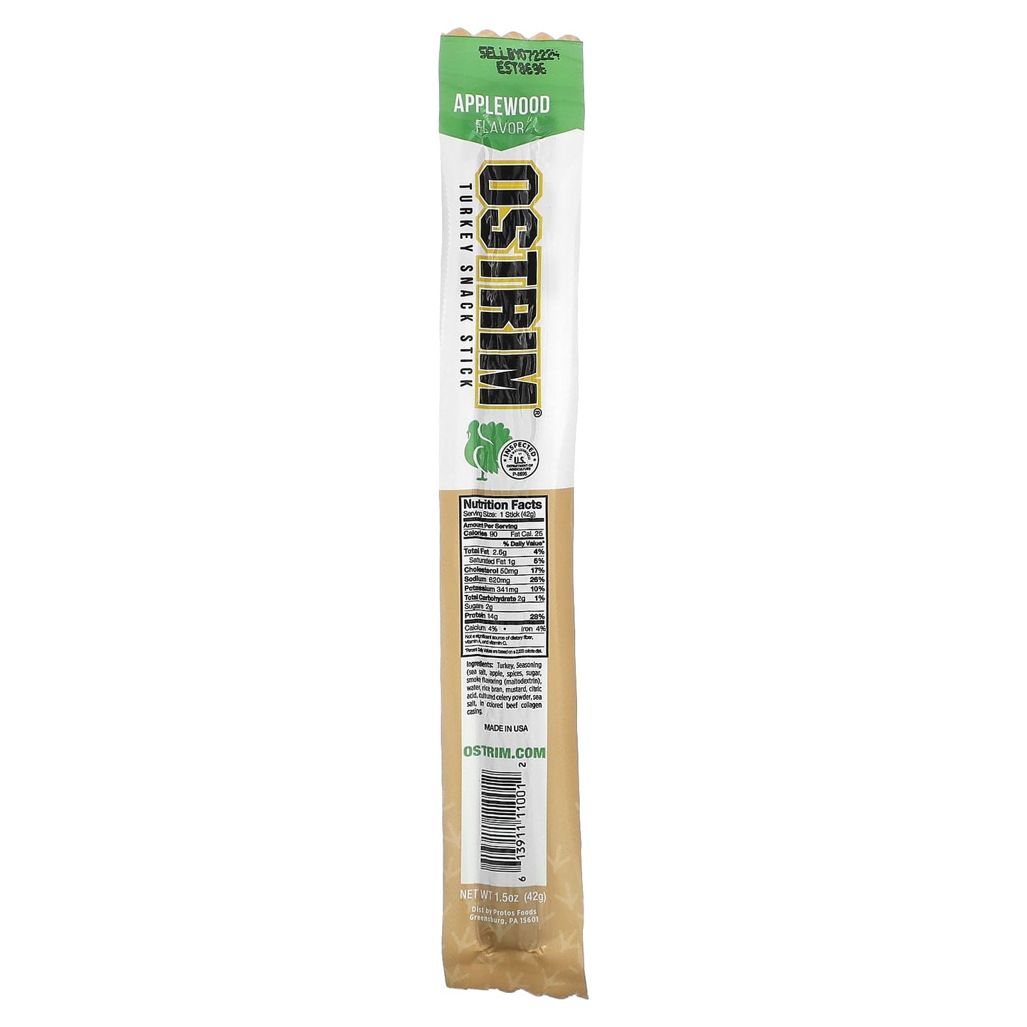 Ostrim-Turkey Snack Stick-Applewood-1 Stick-1.5 oz (42 g)