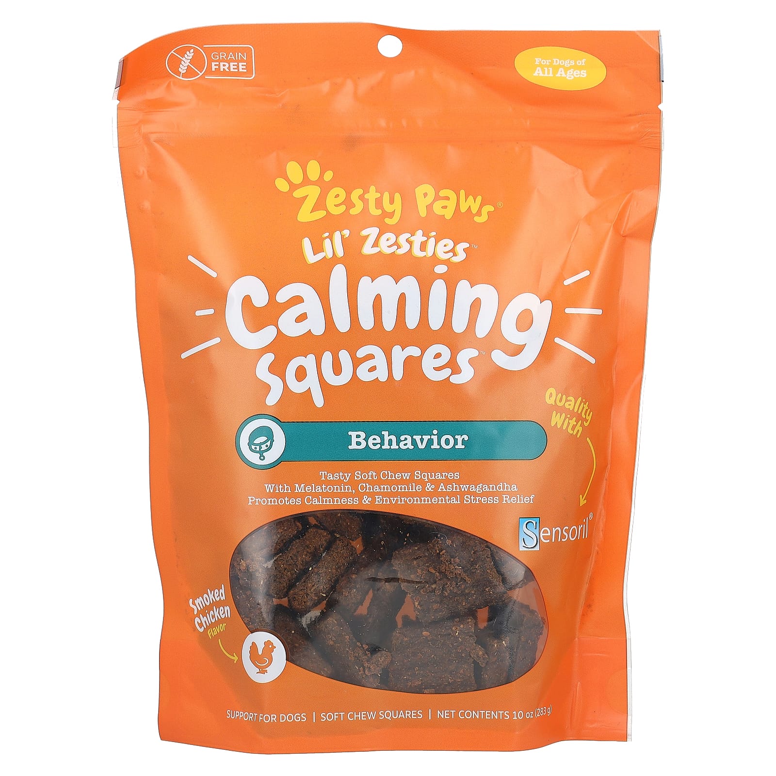 Zesty Paws-Lil' Zesties-Calming Squares-For Dogs-All Ages-Smoked Chicken-10 oz (283 g)