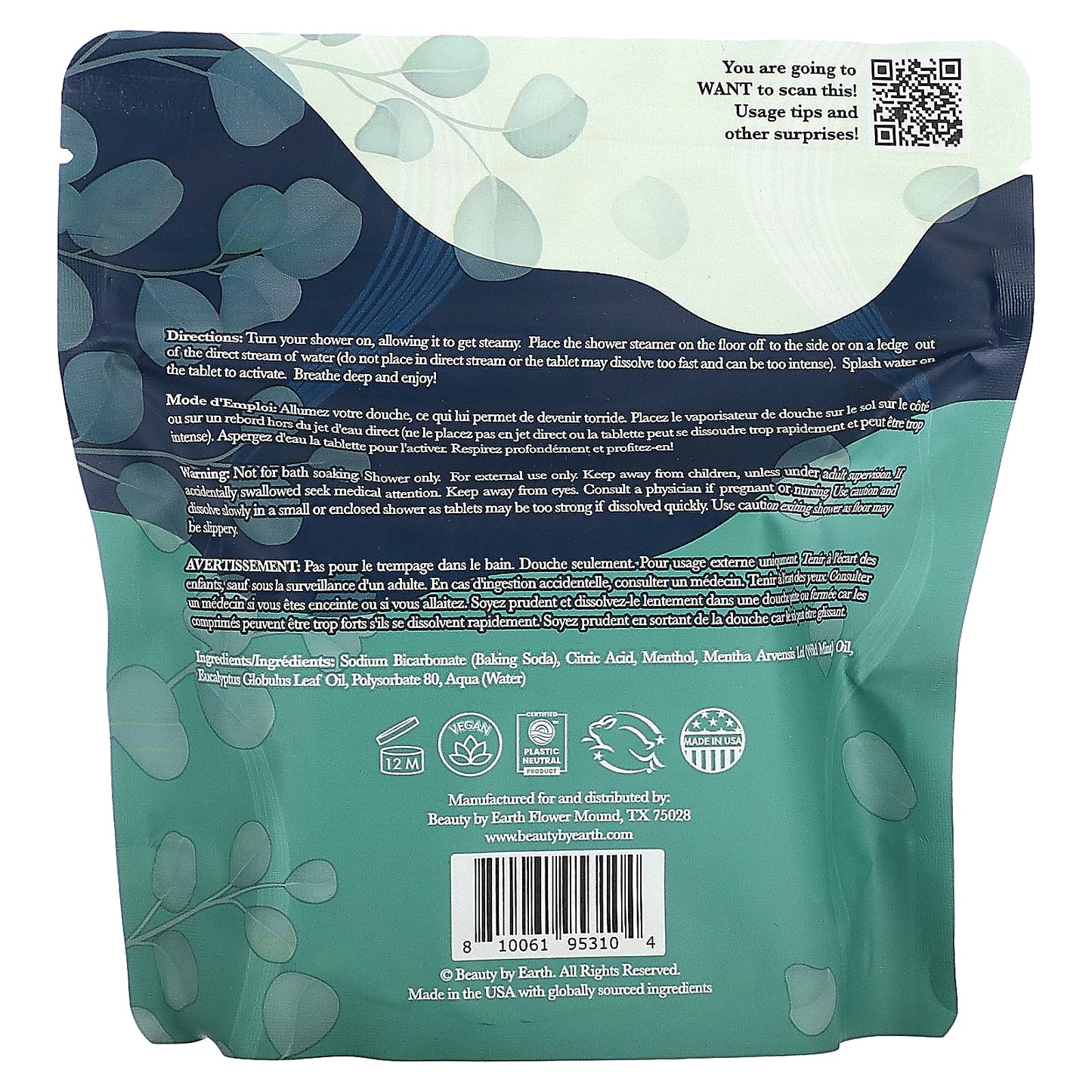 Beauty By Earth, Breathe for Relief Shower Steamers, Eucalyptus Mint, 7 Tablets